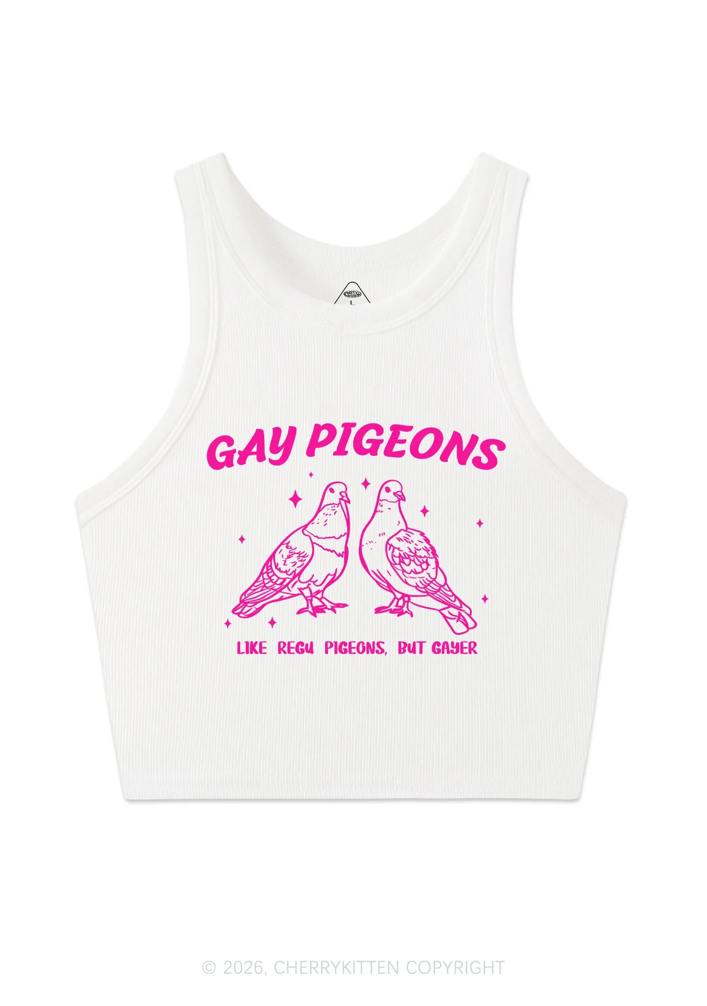 Gay Pigeons Pride Y2K Crop Tank Top Cherrykitten - Image 3