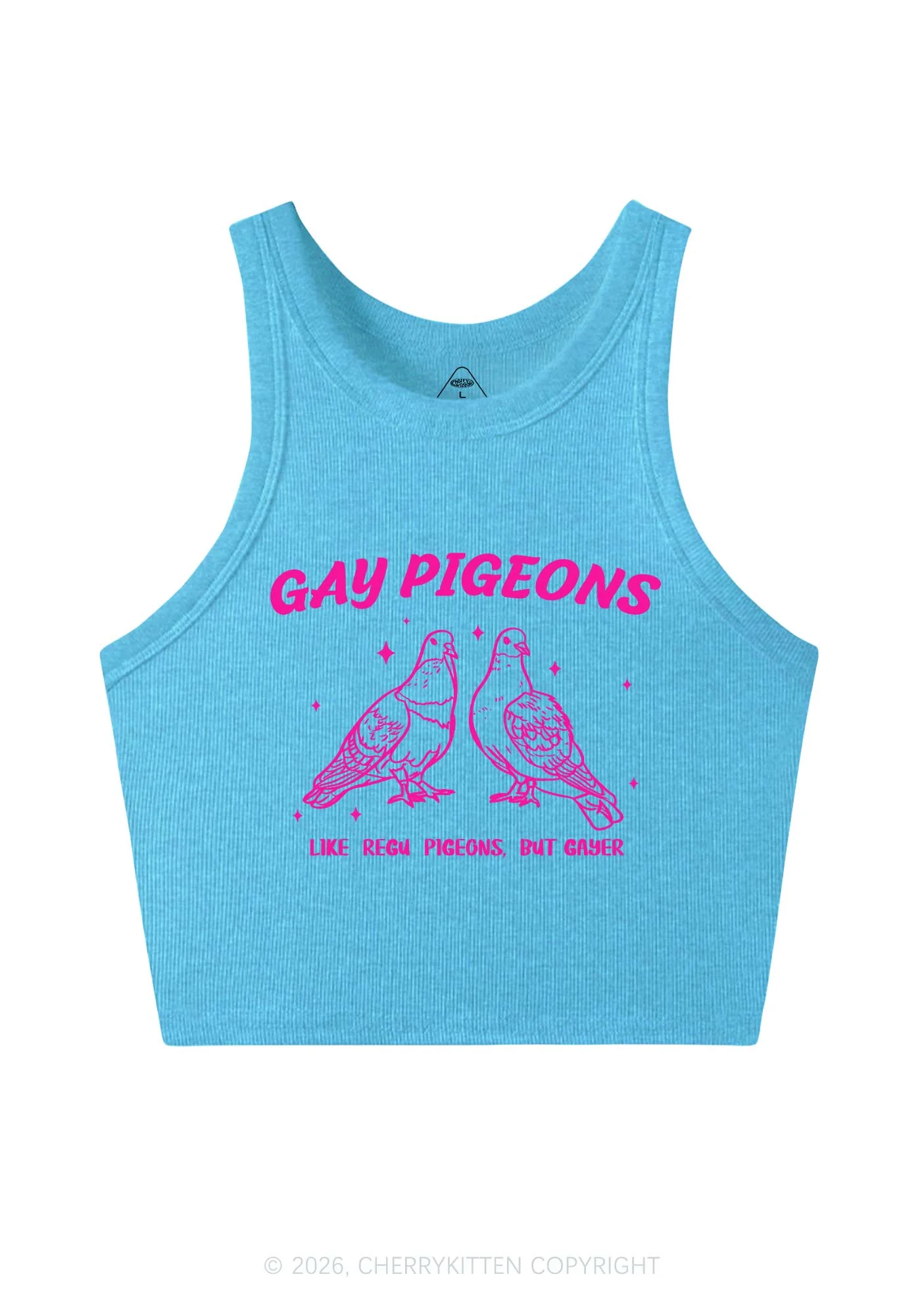 Gay Pigeons Pride Y2K Crop Tank Top Cherrykitten - Image 6