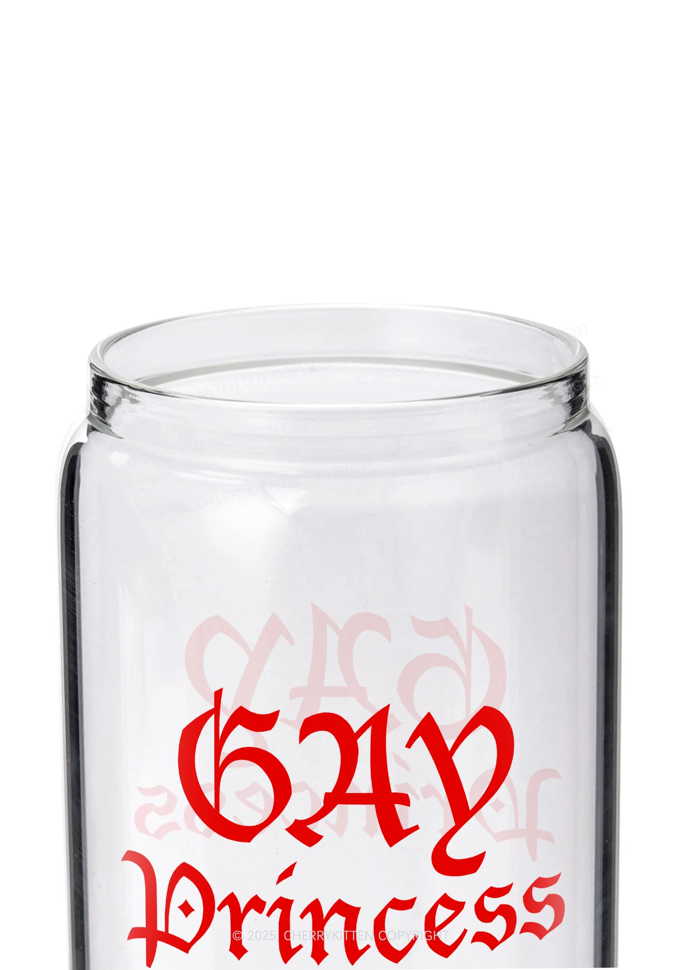 Gay Princess Pride Y2K Printed Glass Cup Cherrykitten - Image 2