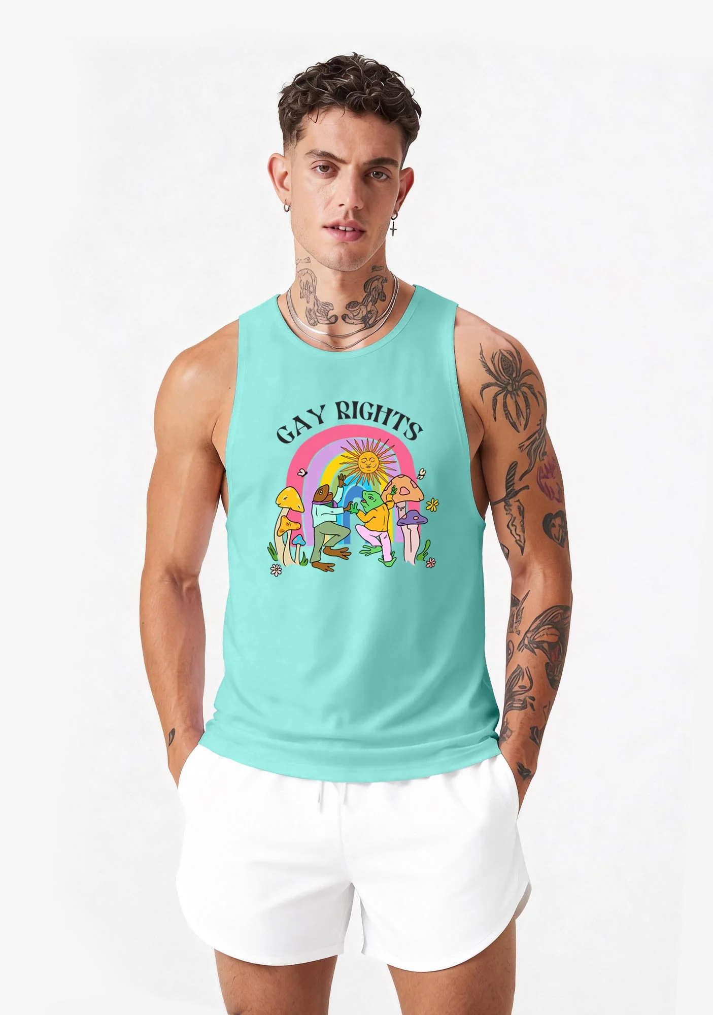 Gay Rights Pride Y2K Men Racerback Tank Top Cherrykitten - Image 2