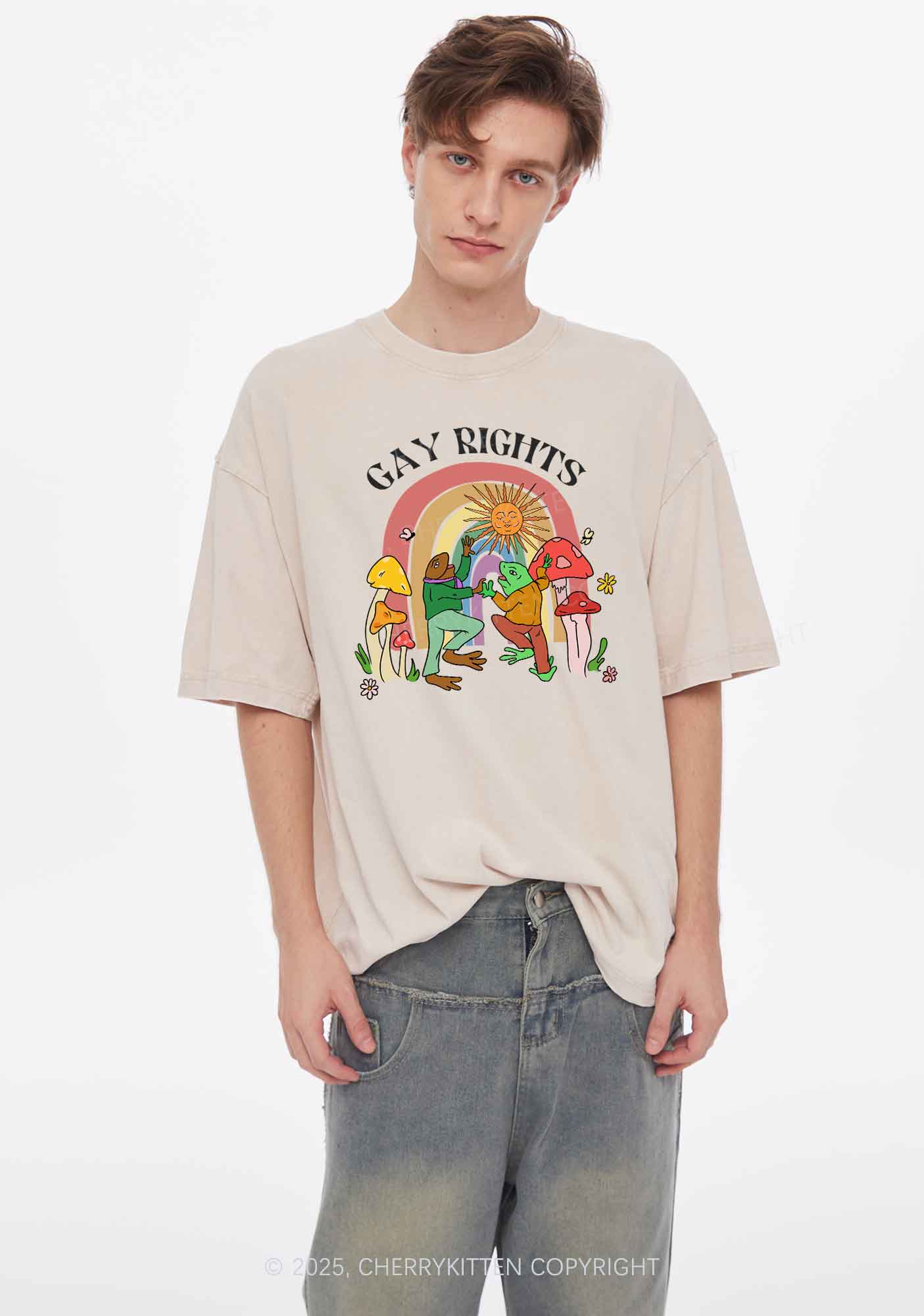 Gay Rights Pride Y2K Shirts Washed Tee Cherrykitten - Image 2