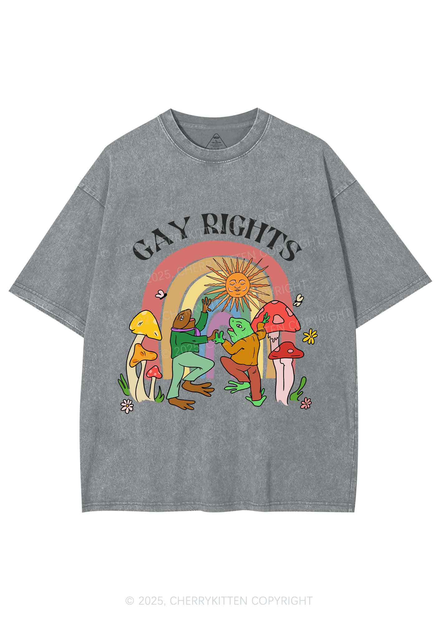 Gay Rights Pride Y2K Shirts Washed Tee Cherrykitten - Image 7