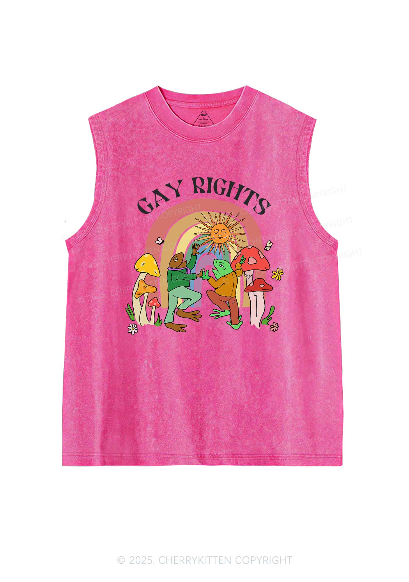 Gay Rights Pride Y2K Washed Muscle Tank Cherrykitten - Image 3