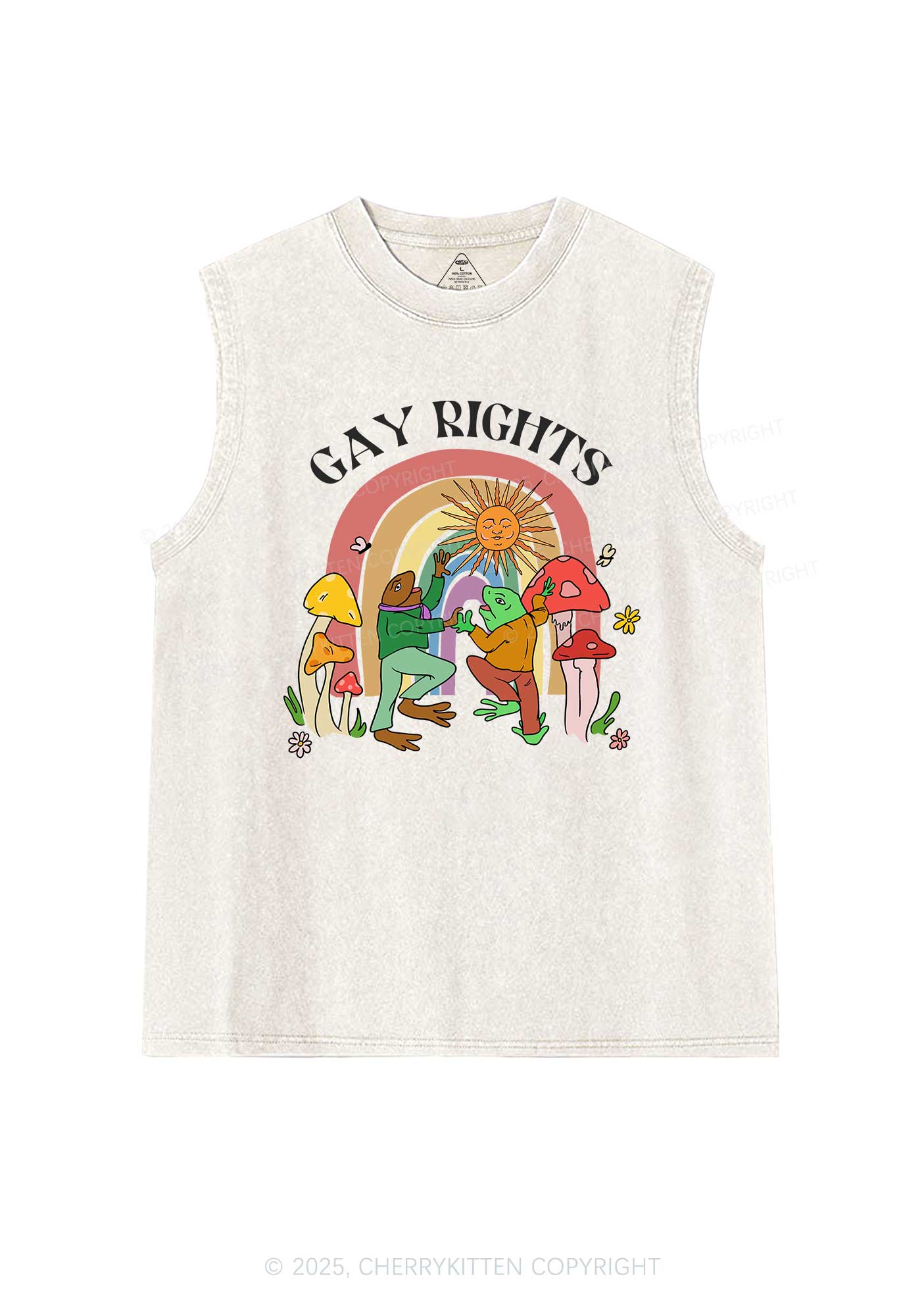 Gay Rights Pride Y2K Washed Muscle Tank Cherrykitten - Image 4