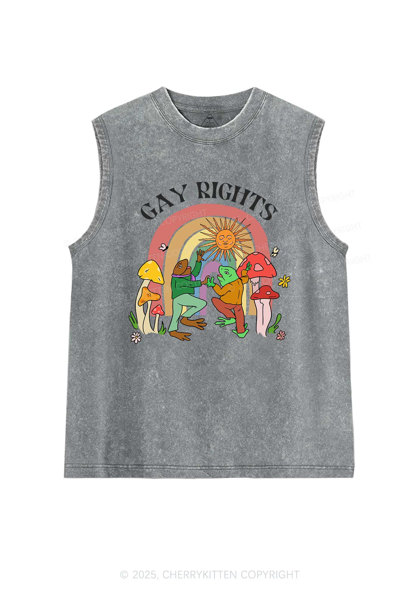 Gay Rights Pride Y2K Washed Muscle Tank Cherrykitten - Image 5