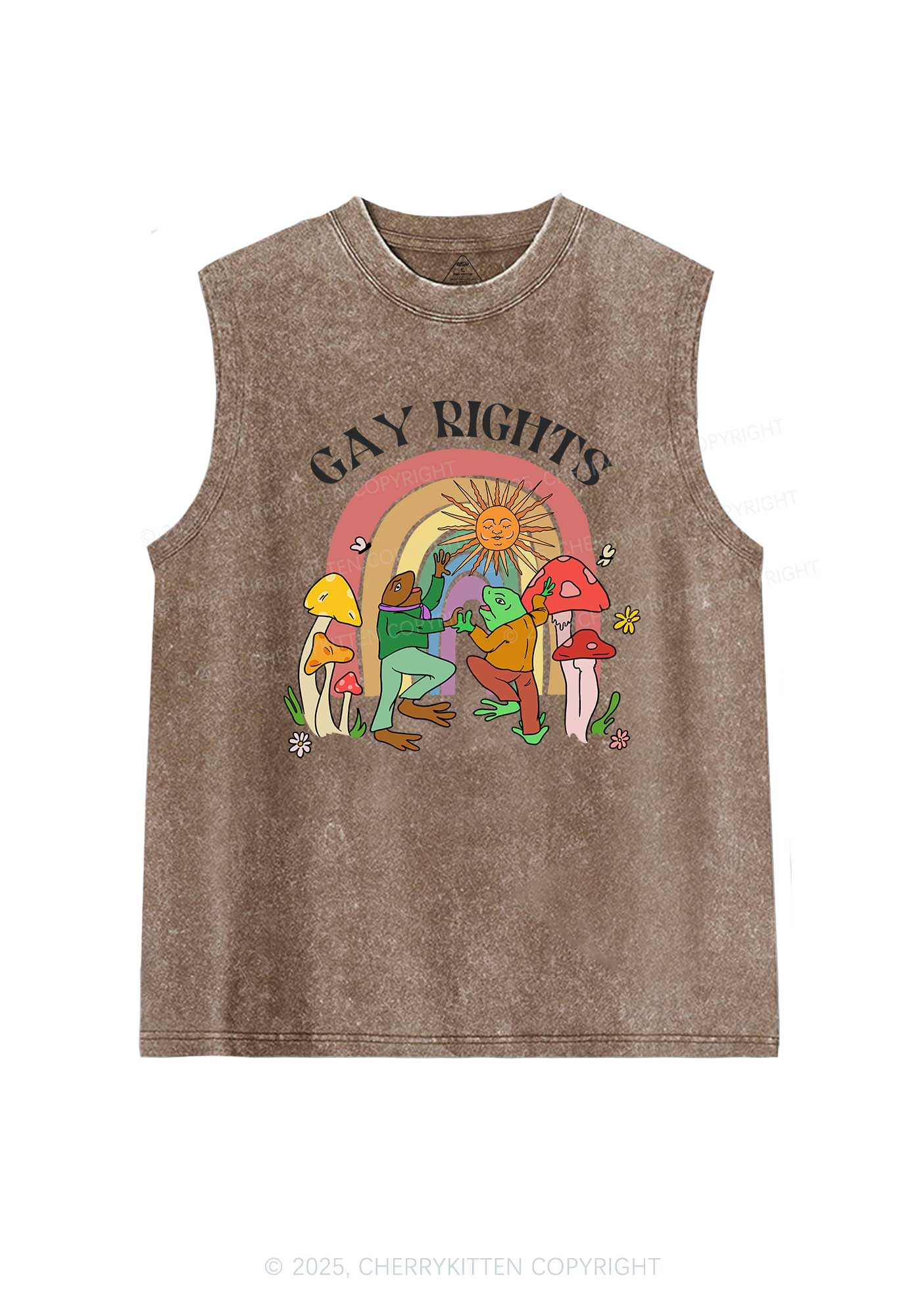 Gay Rights Pride Y2K Washed Muscle Tank Cherrykitten - Image 6