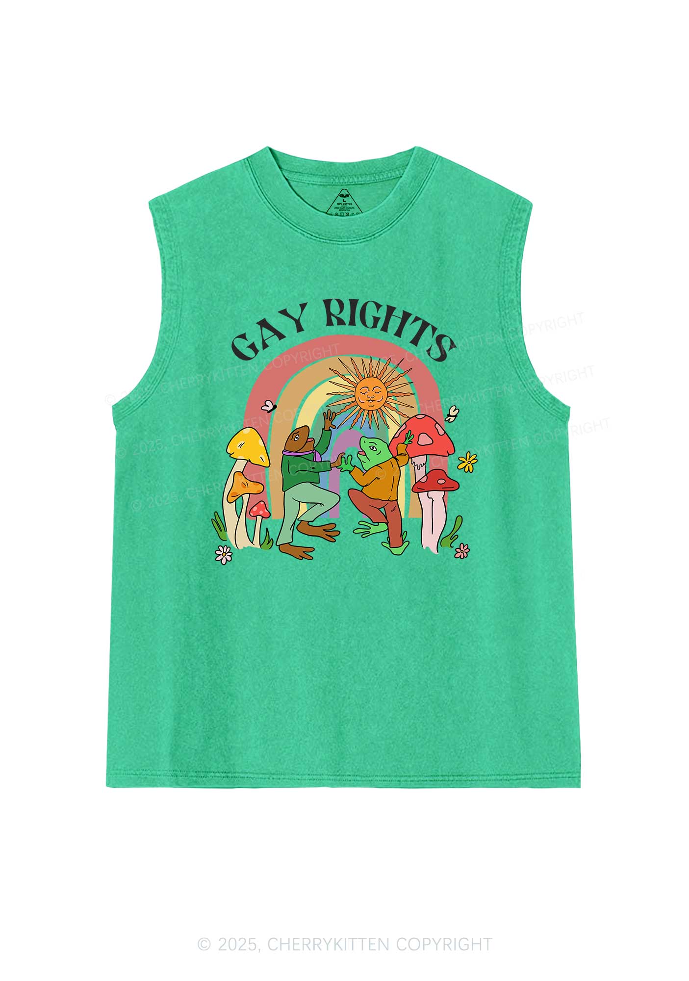 Gay Rights Pride Y2K Washed Muscle Tank Cherrykitten - Image 7