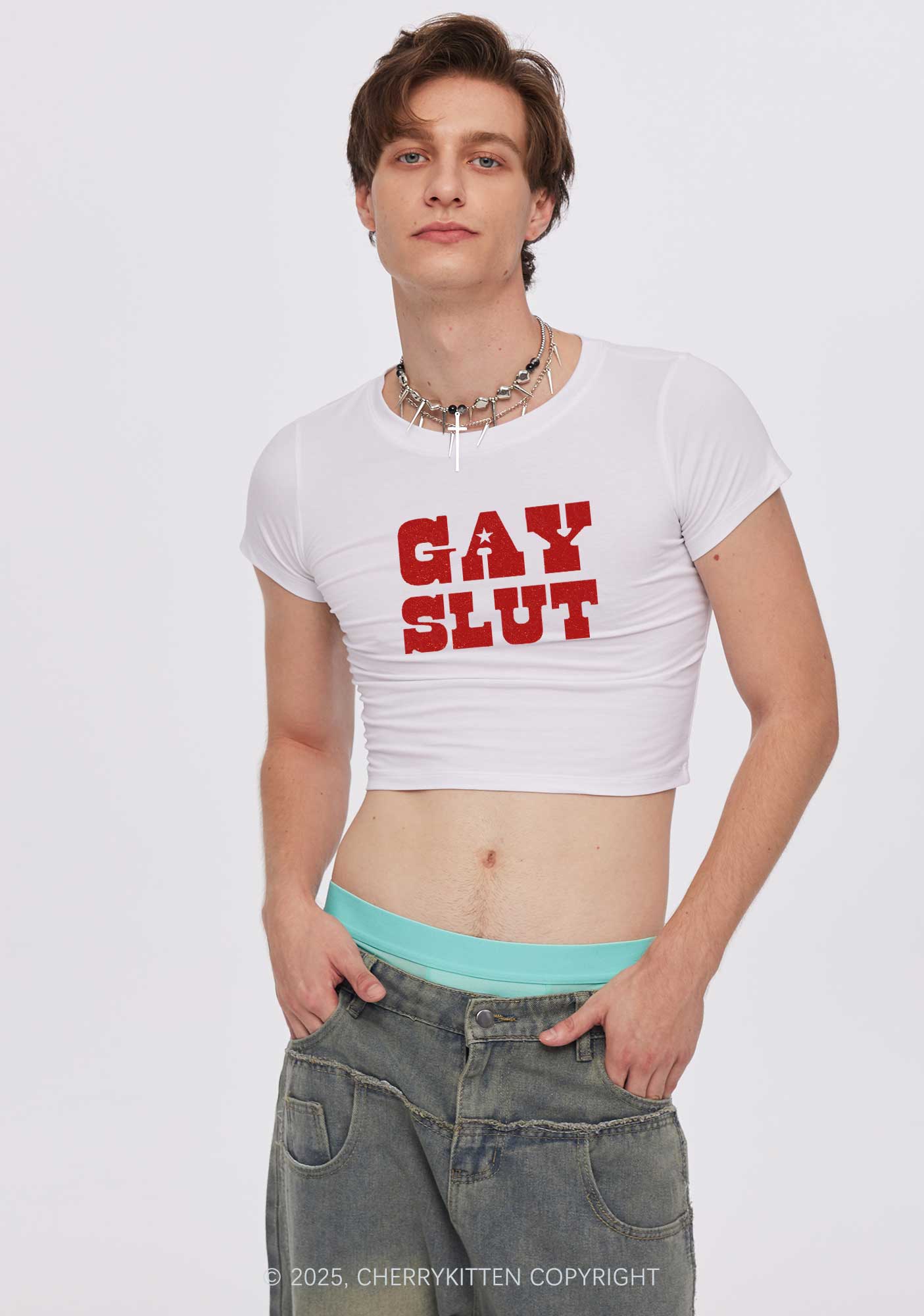 Gay Slxt Pride Y2K Baby Tee Cherrykitten - Image 2