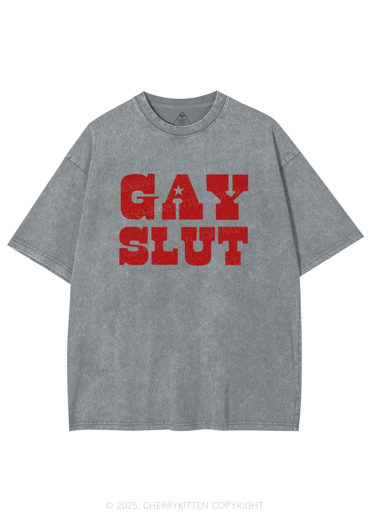 Gay Slxt Pride Y2K Shirts Washed Tee Cherrykitten - Image 6