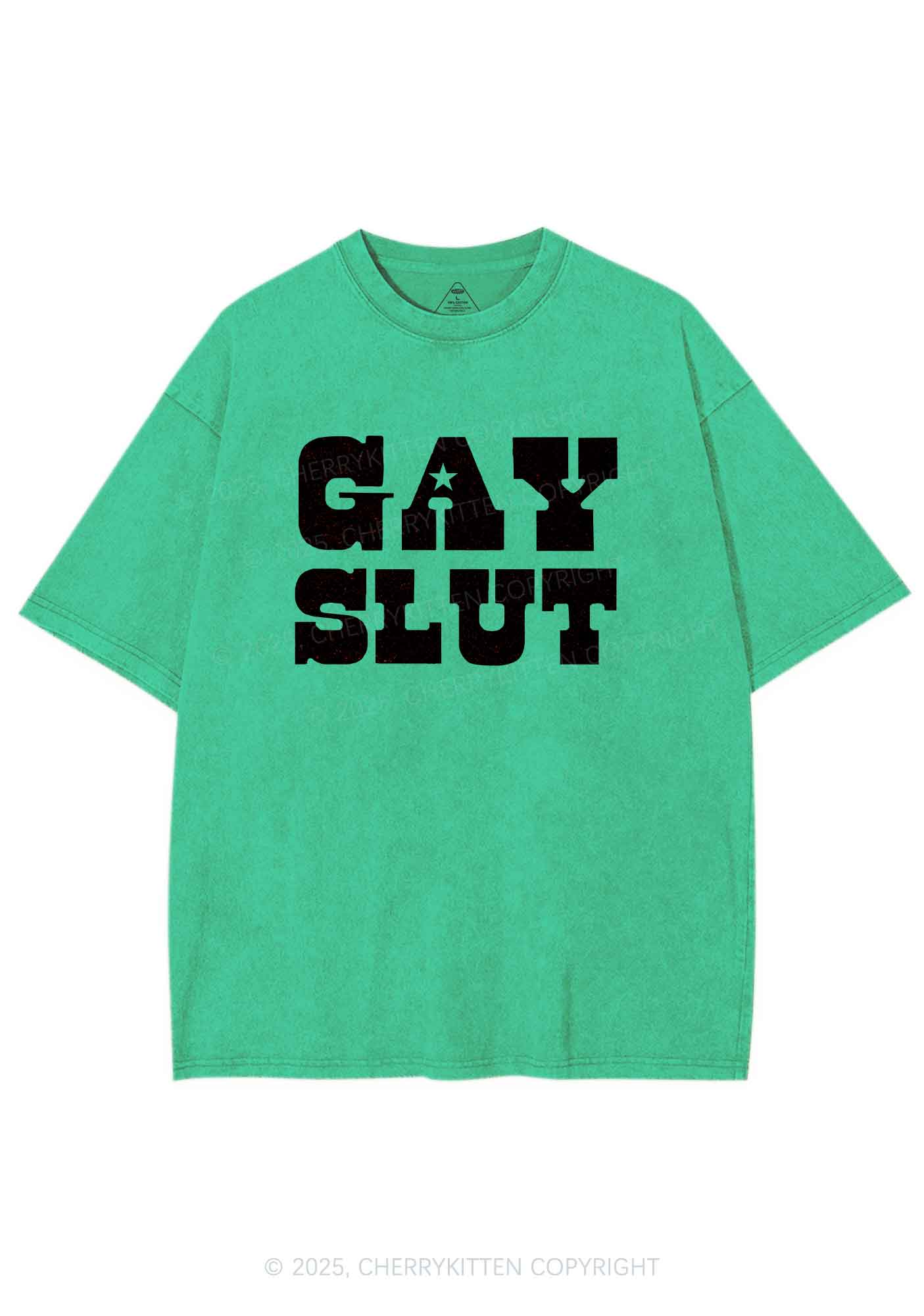 Gay Slxt Pride Y2K Shirts Washed Tee Cherrykitten - Image 8
