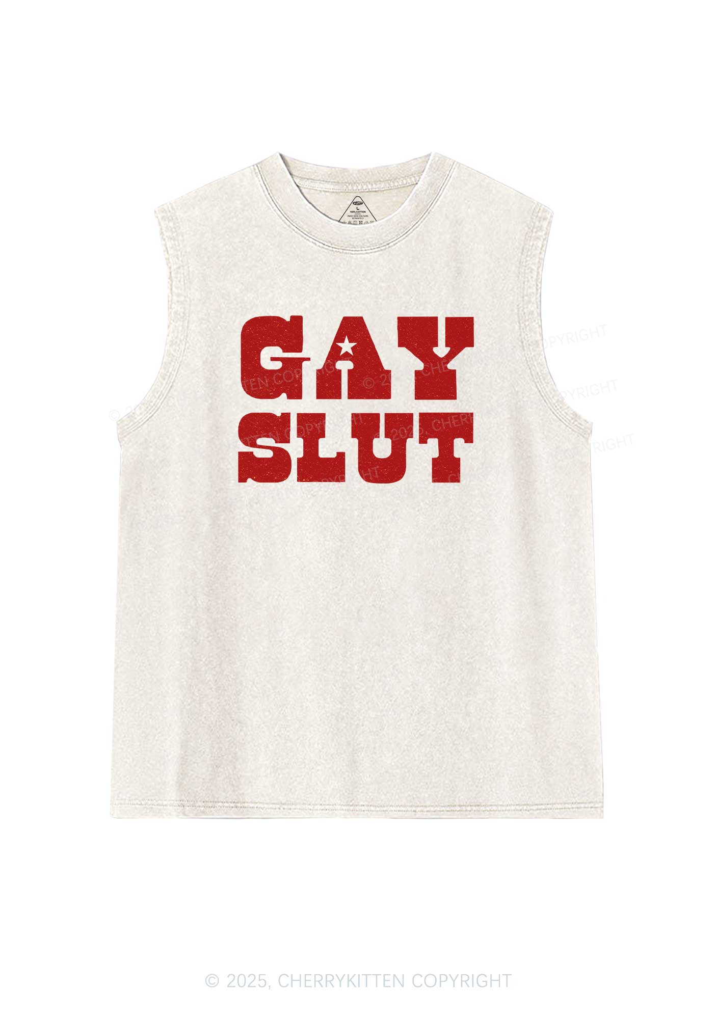 Gay Slxt Pride Y2K Washed Muscle Tank Cherrykitten - Image 3