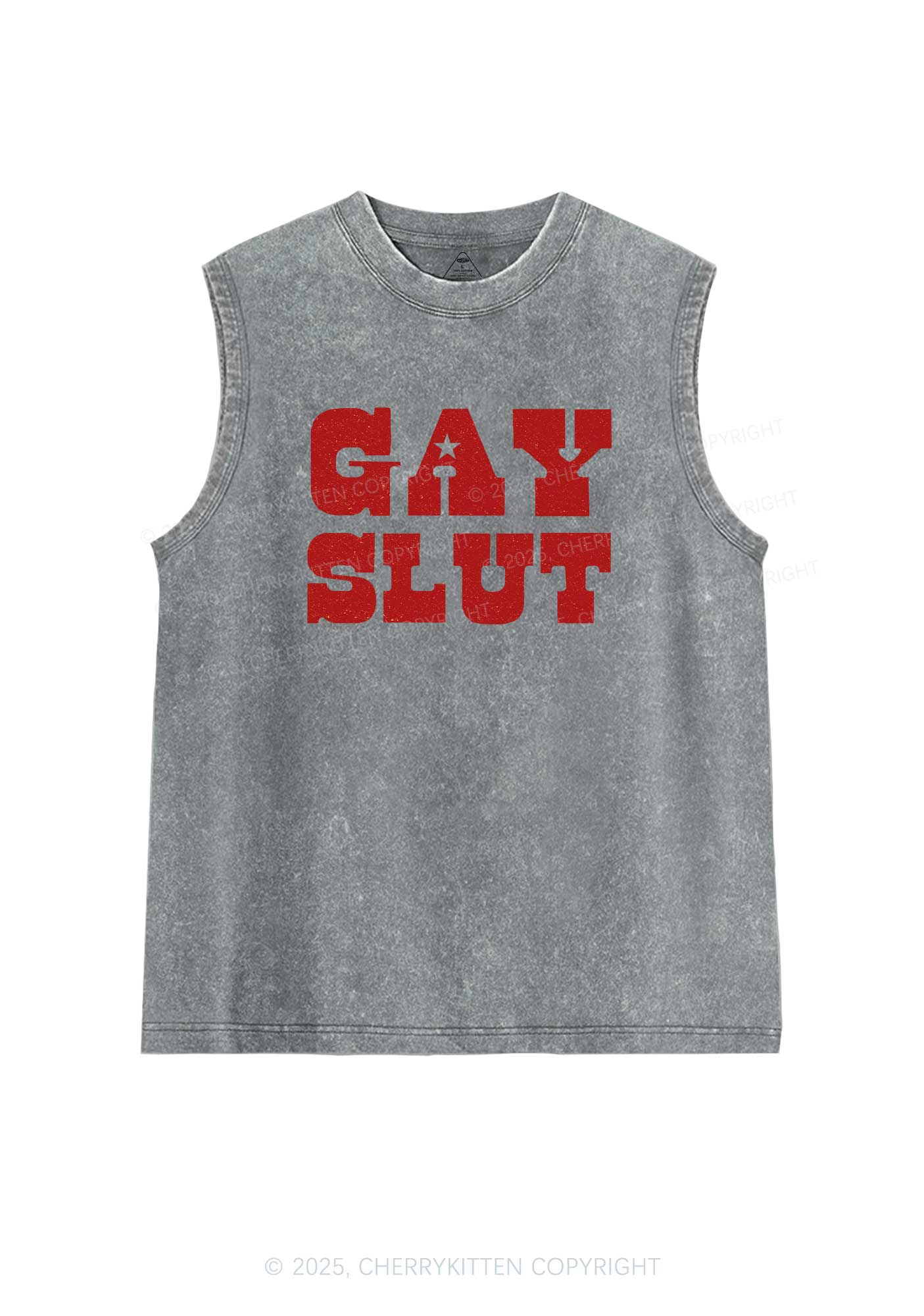 Gay Slxt Pride Y2K Washed Muscle Tank Cherrykitten - Image 5