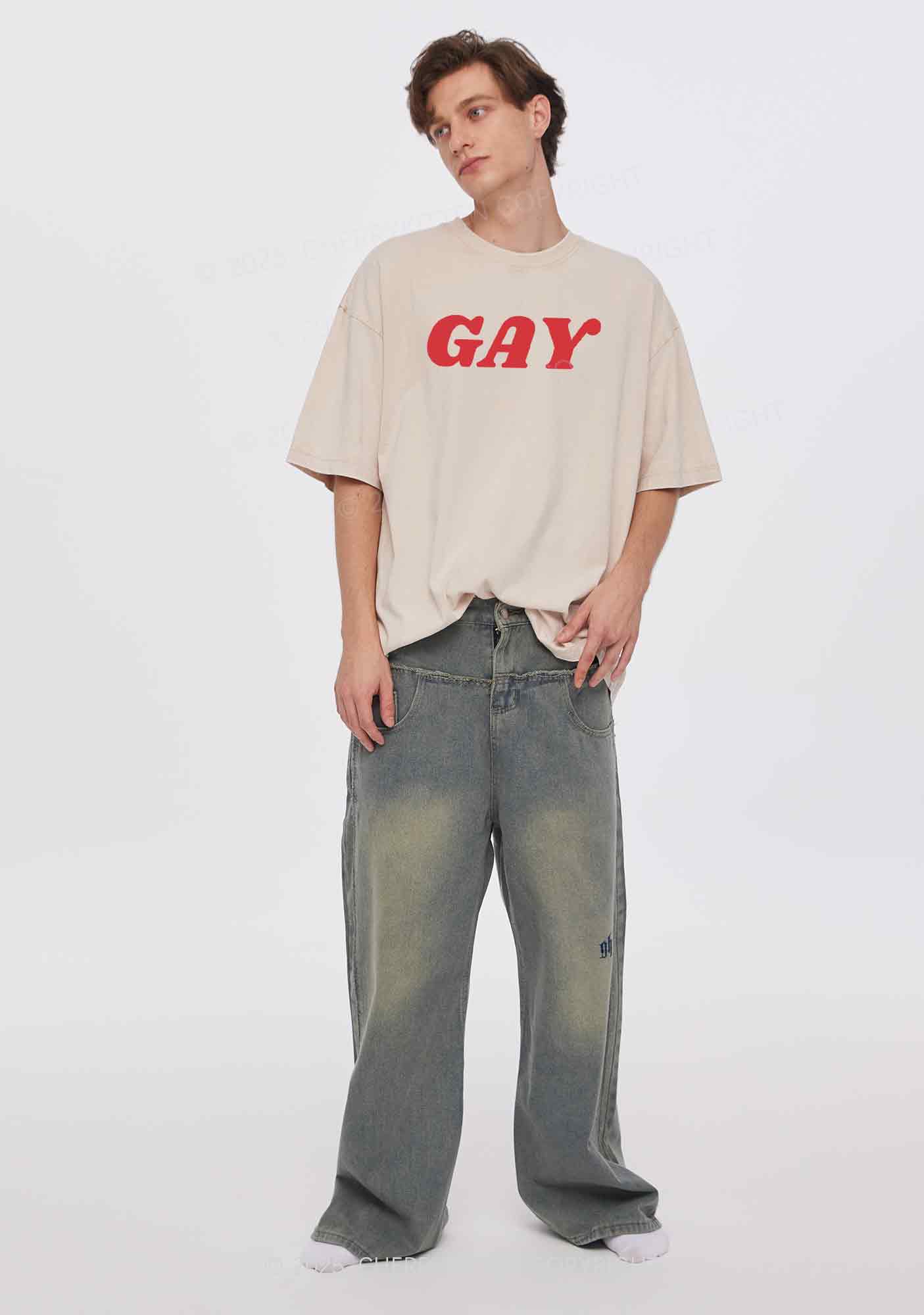 Gay Slxt Two Sides Pride Y2K Shirts Washed Tee Cherrykitten - Image 2