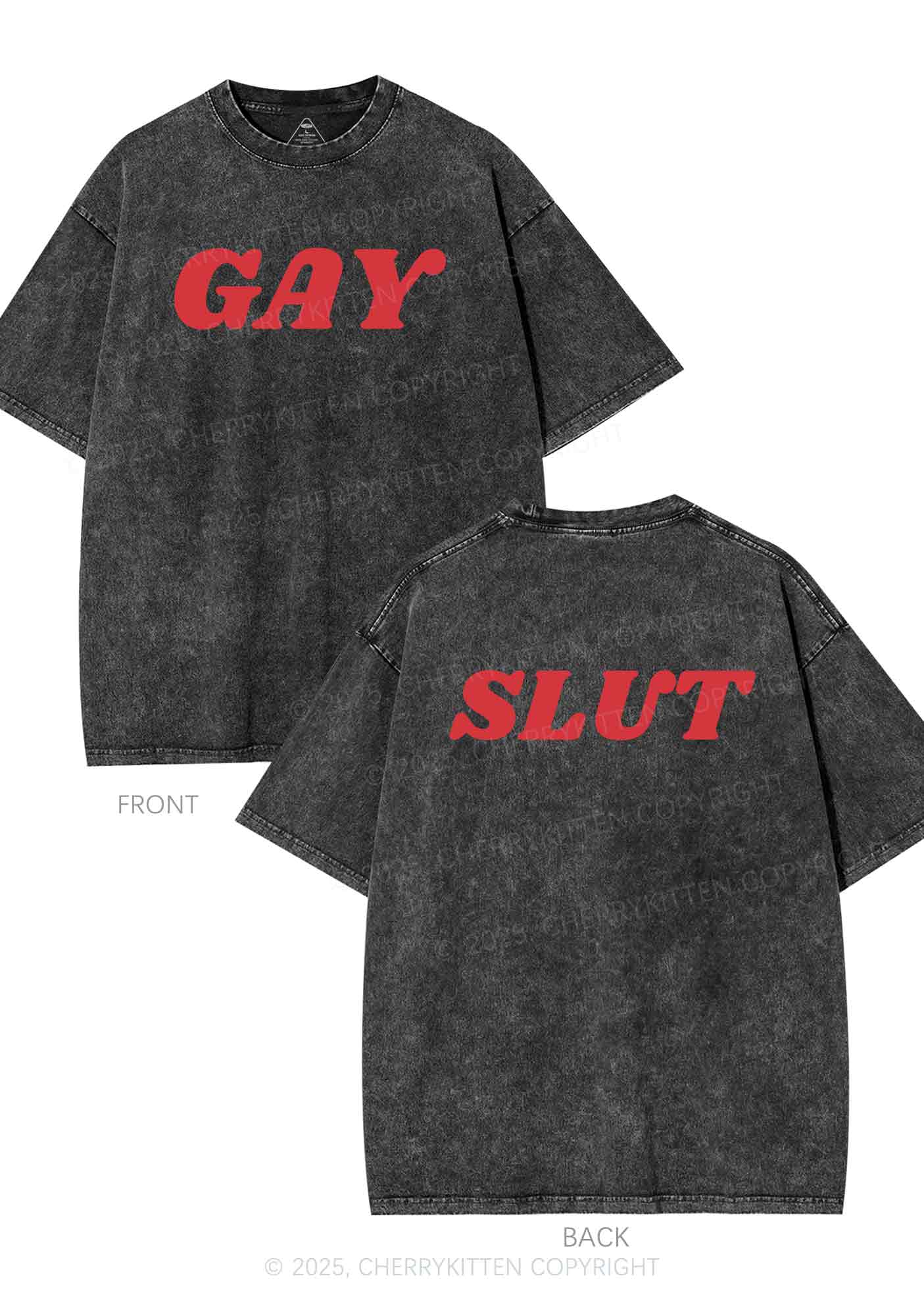 Gay Slxt Two Sides Pride Y2K Shirts Washed Tee Cherrykitten - Image 4