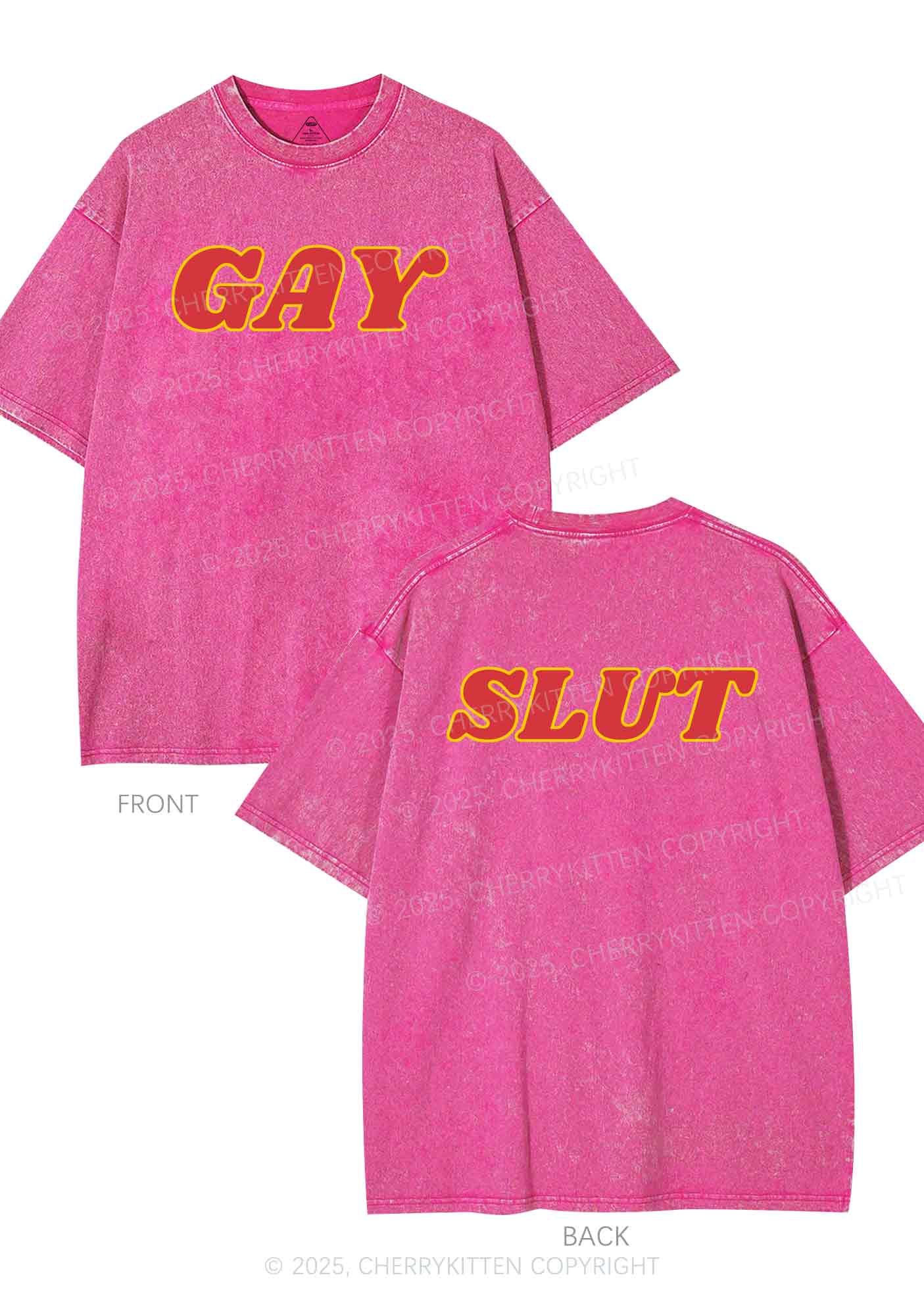 Gay Slxt Two Sides Pride Y2K Shirts Washed Tee Cherrykitten - Image 5