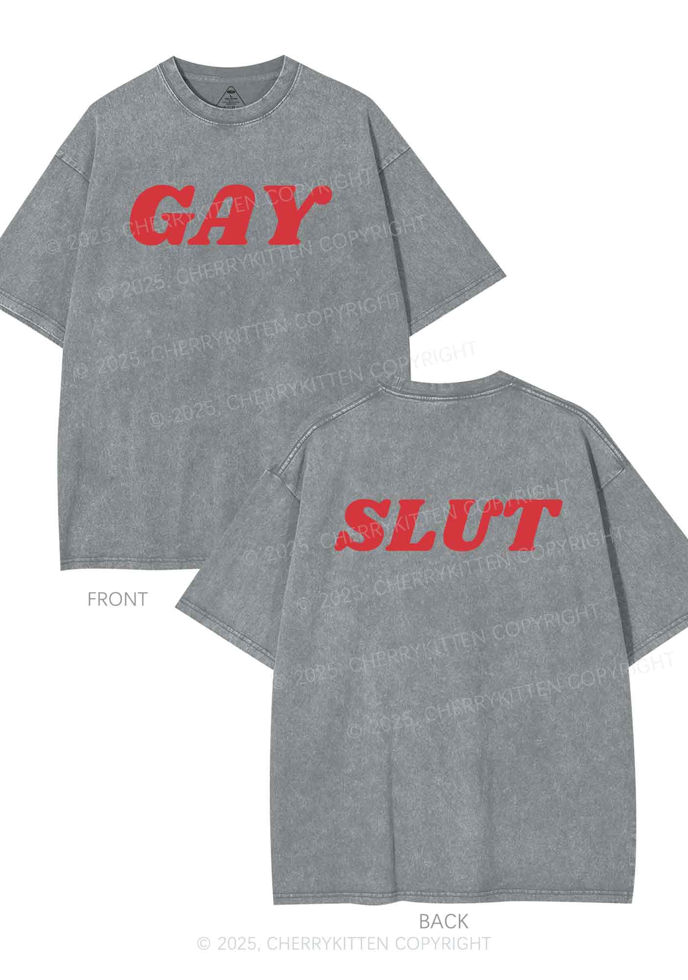 Gay Slxt Two Sides Pride Y2K Shirts Washed Tee Cherrykitten - Image 7