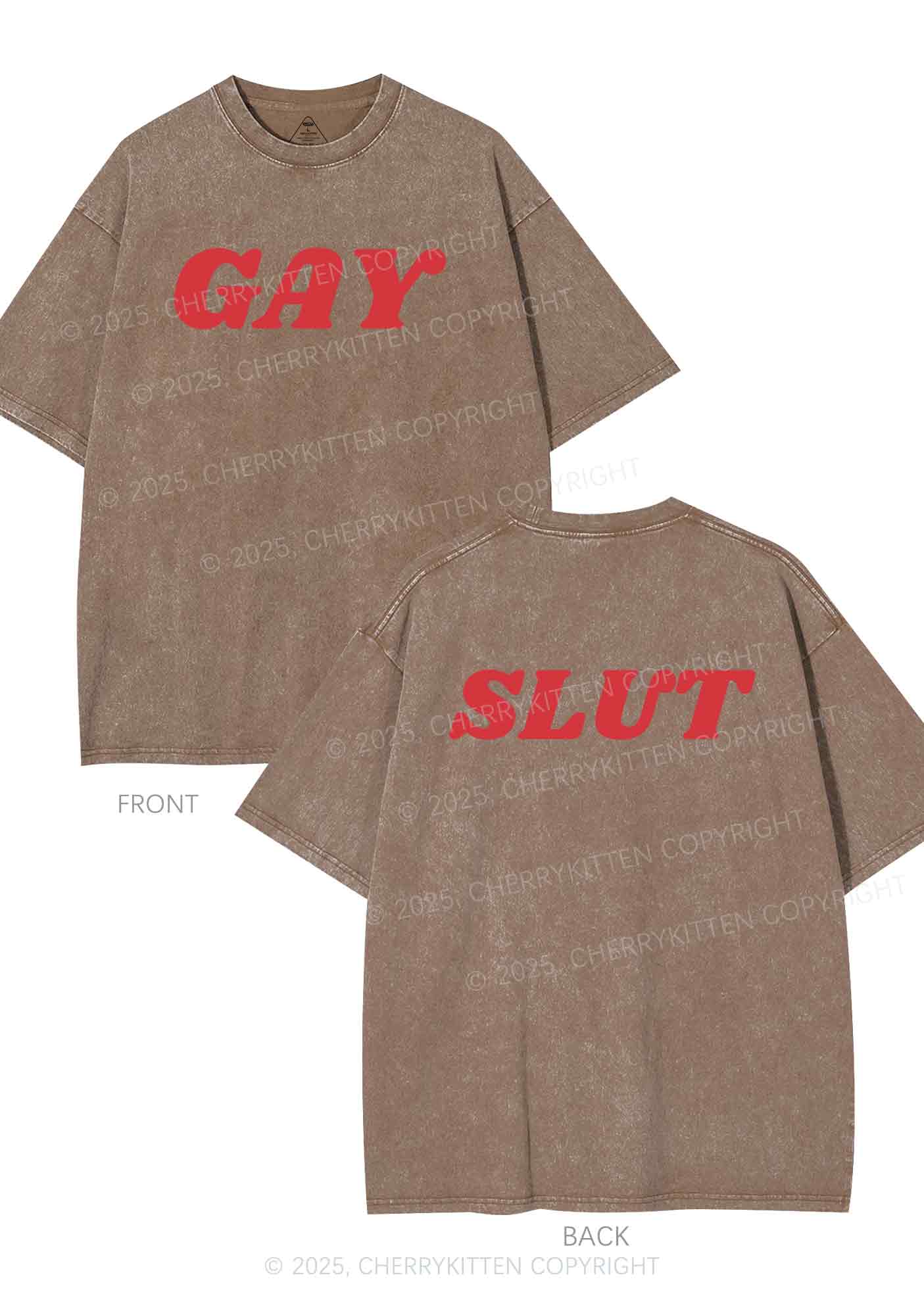 Gay Slxt Two Sides Pride Y2K Shirts Washed Tee Cherrykitten - Image 8