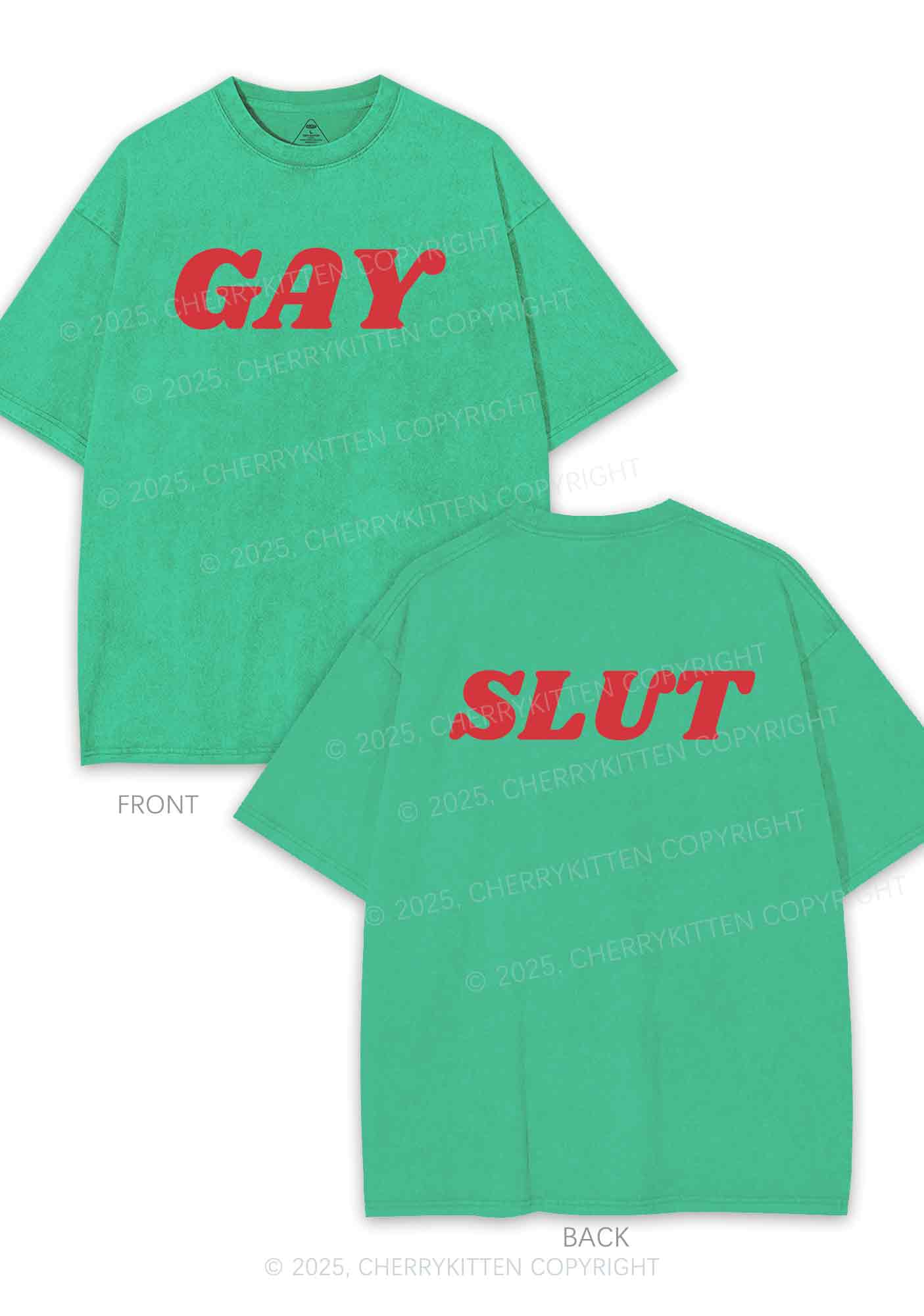 Gay Slxt Two Sides Pride Y2K Shirts Washed Tee Cherrykitten - Image 9