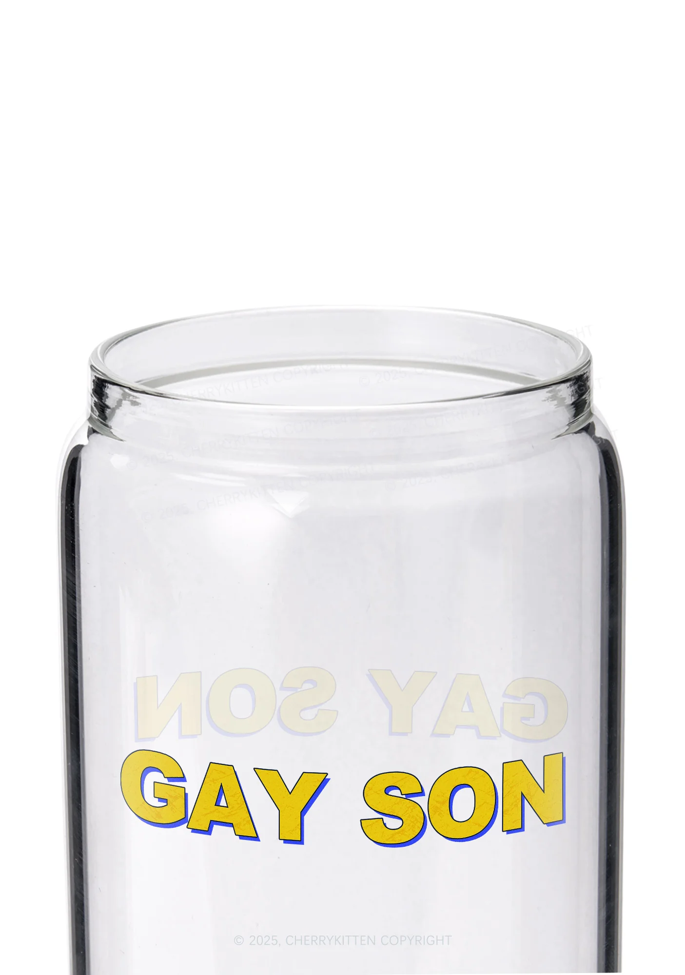 Gay Son Pride Y2K Printed Glass Cup Cherrykitten - Image 2
