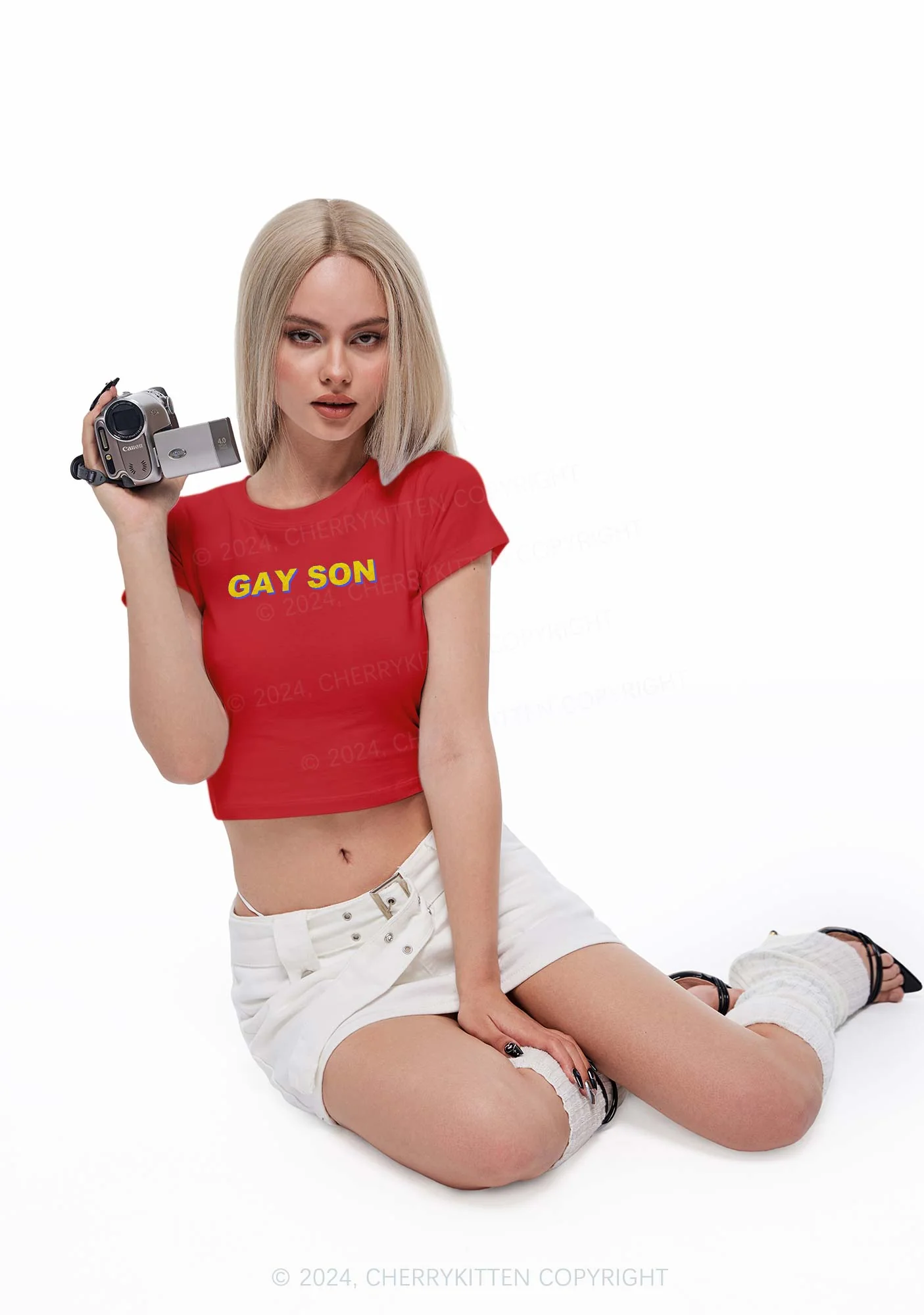 Gay Son Y2K Baby Tee Cherrykitten - Image 2