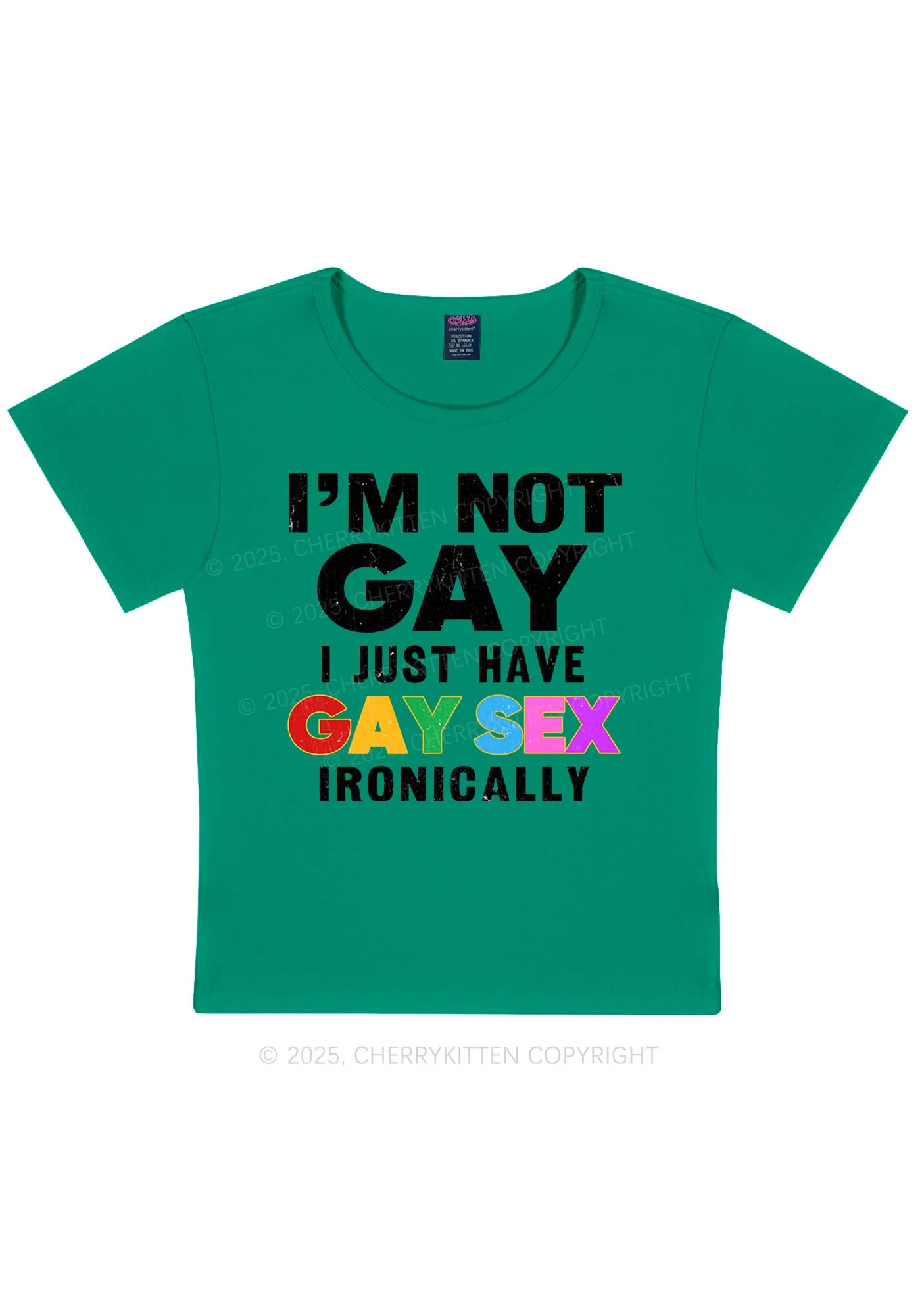 Gay Sx Ironically Pride Y2K Baby Tee Cherrykitten - Image 10