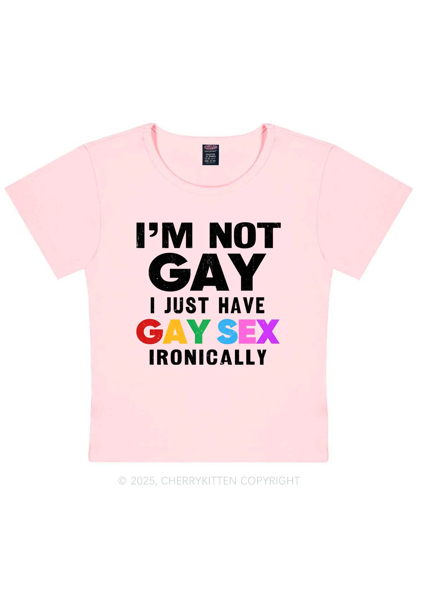 Gay Sx Ironically Pride Y2K Baby Tee Cherrykitten - Image 11
