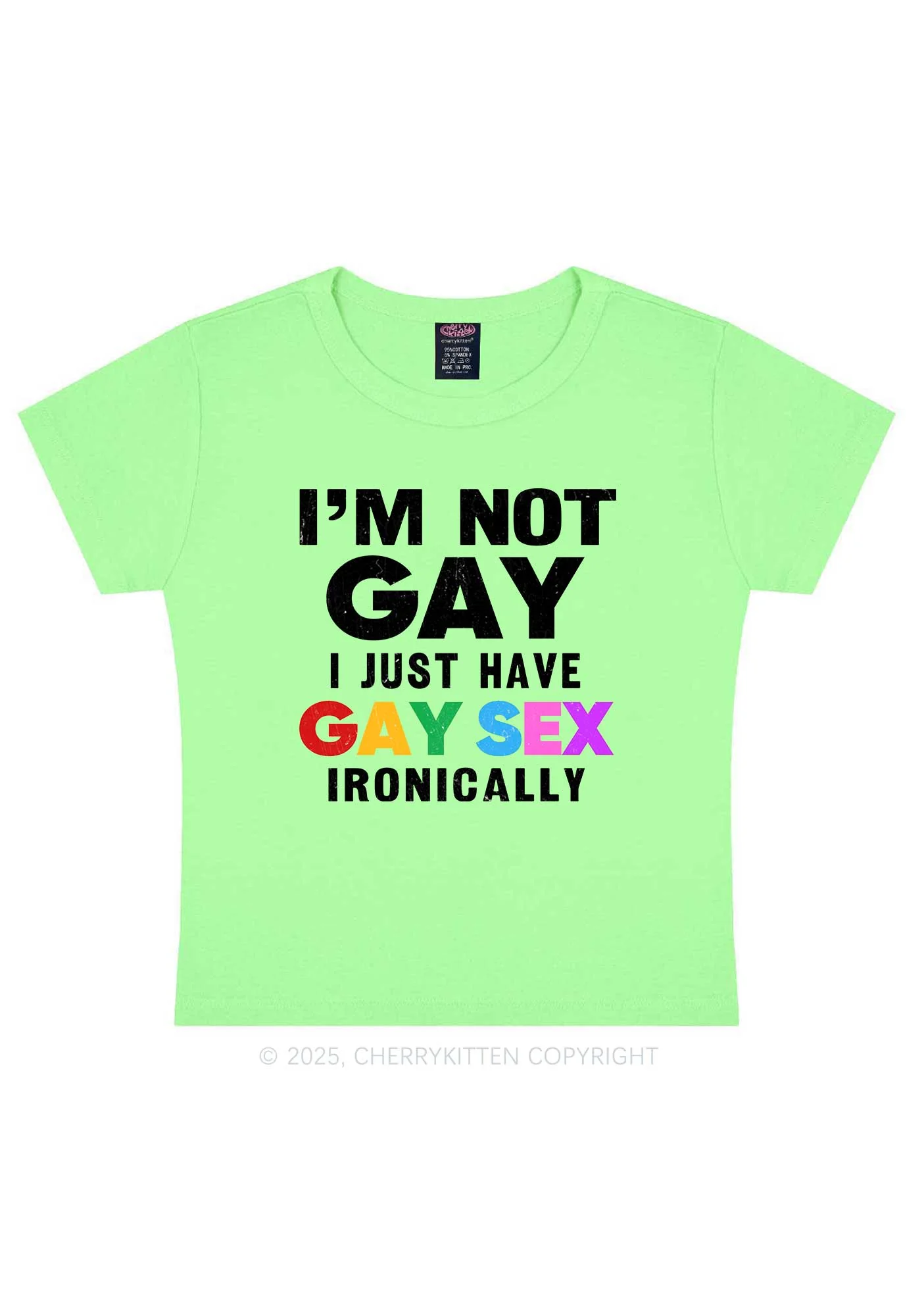Gay Sx Ironically Pride Y2K Baby Tee Cherrykitten - Image 12