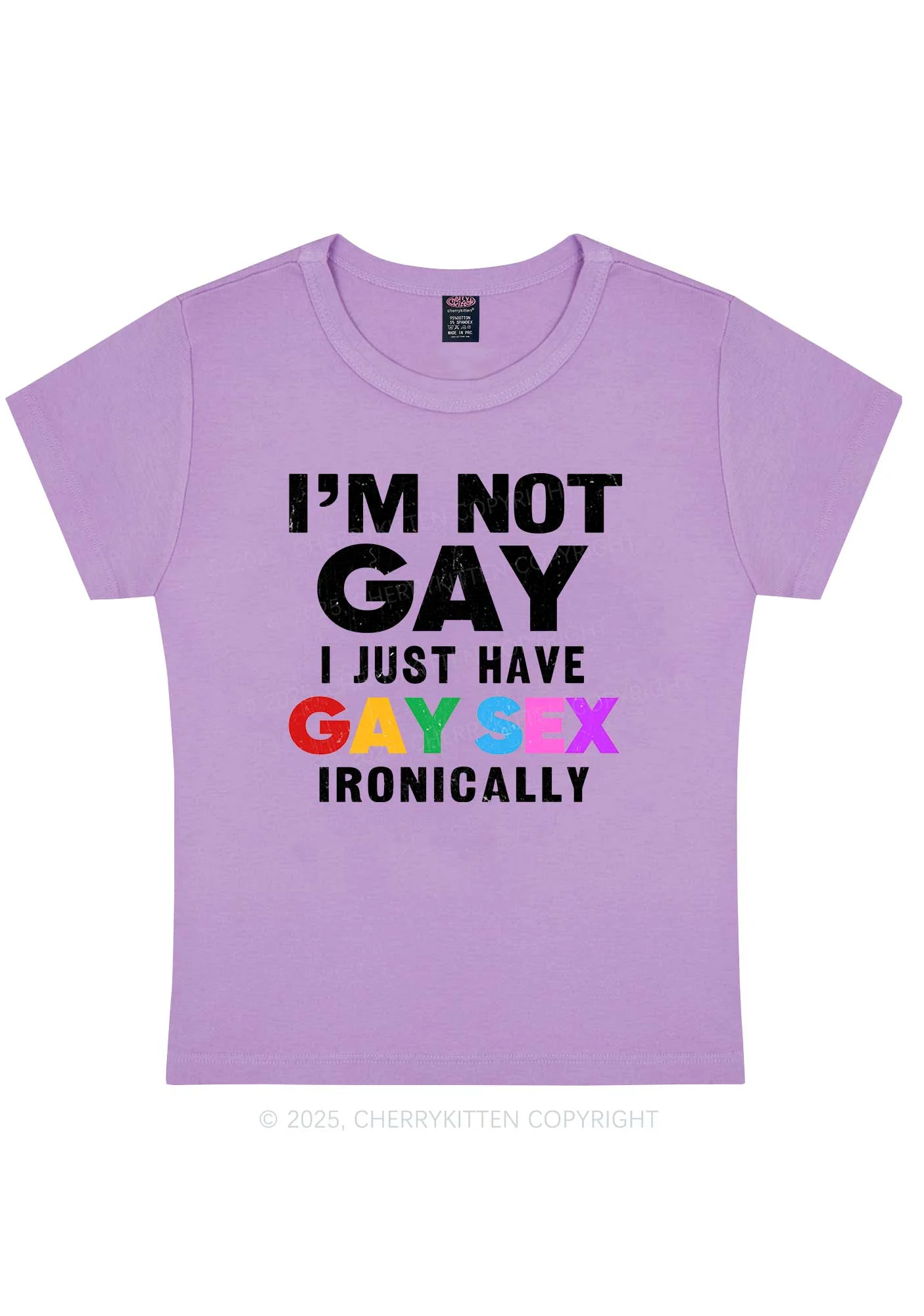 Gay Sx Ironically Pride Y2K Baby Tee Cherrykitten - Image 4