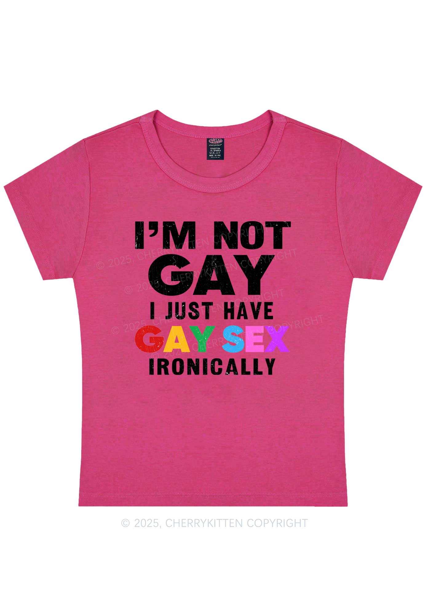 Gay Sx Ironically Pride Y2K Baby Tee Cherrykitten - Image 5
