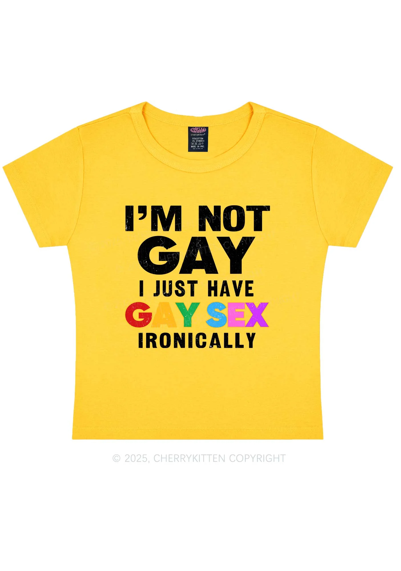 Gay Sx Ironically Pride Y2K Baby Tee Cherrykitten - Image 6