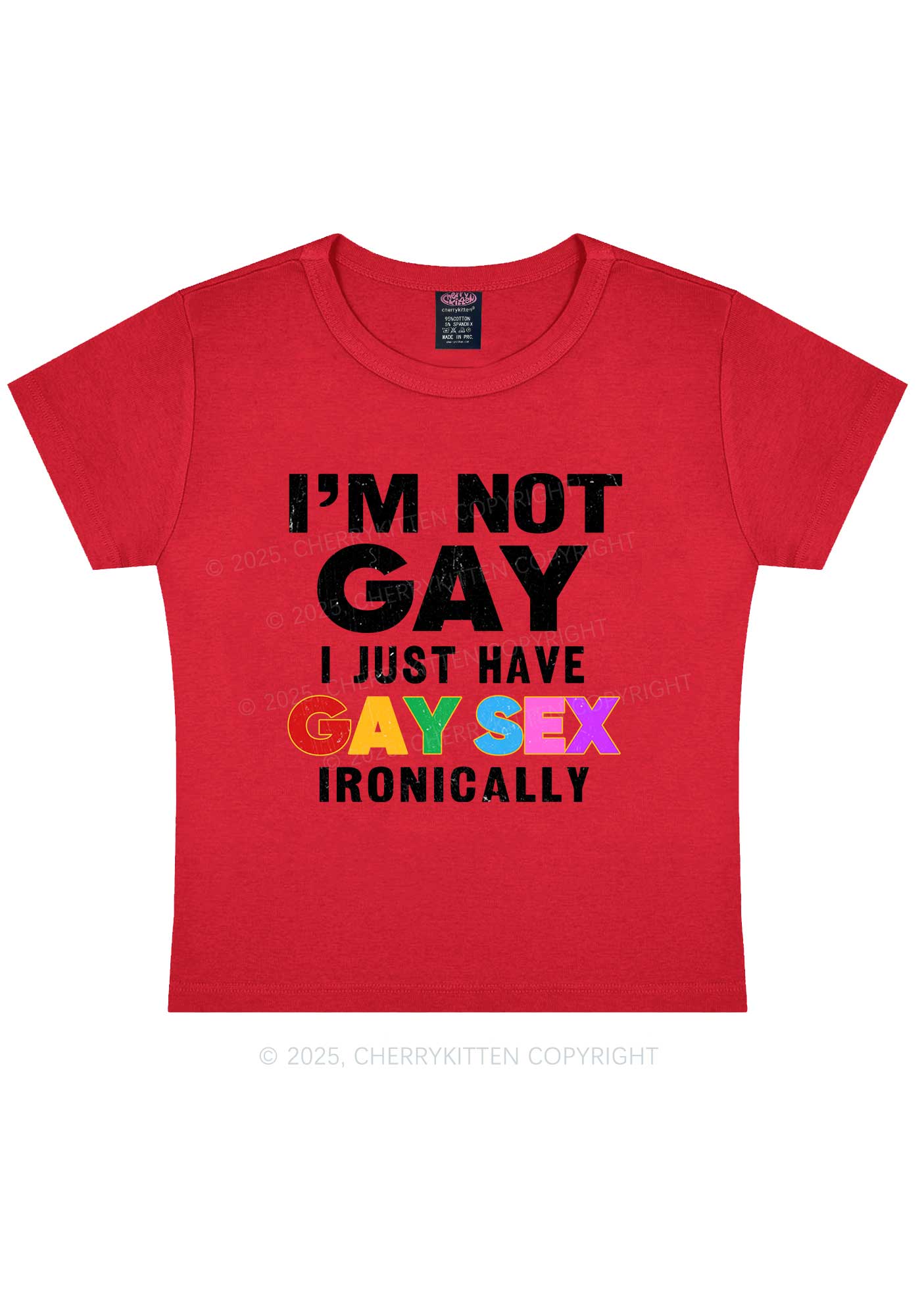 Gay Sx Ironically Pride Y2K Baby Tee Cherrykitten - Image 7
