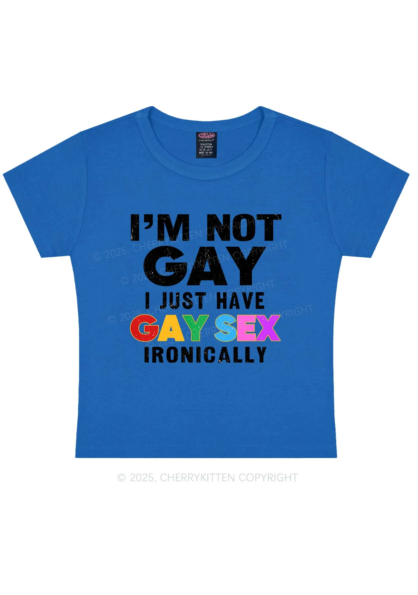 Gay Sx Ironically Pride Y2K Baby Tee Cherrykitten - Image 8