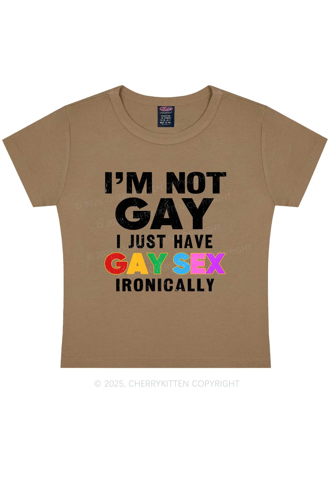 Gay Sx Ironically Pride Y2K Baby Tee Cherrykitten - Image 9