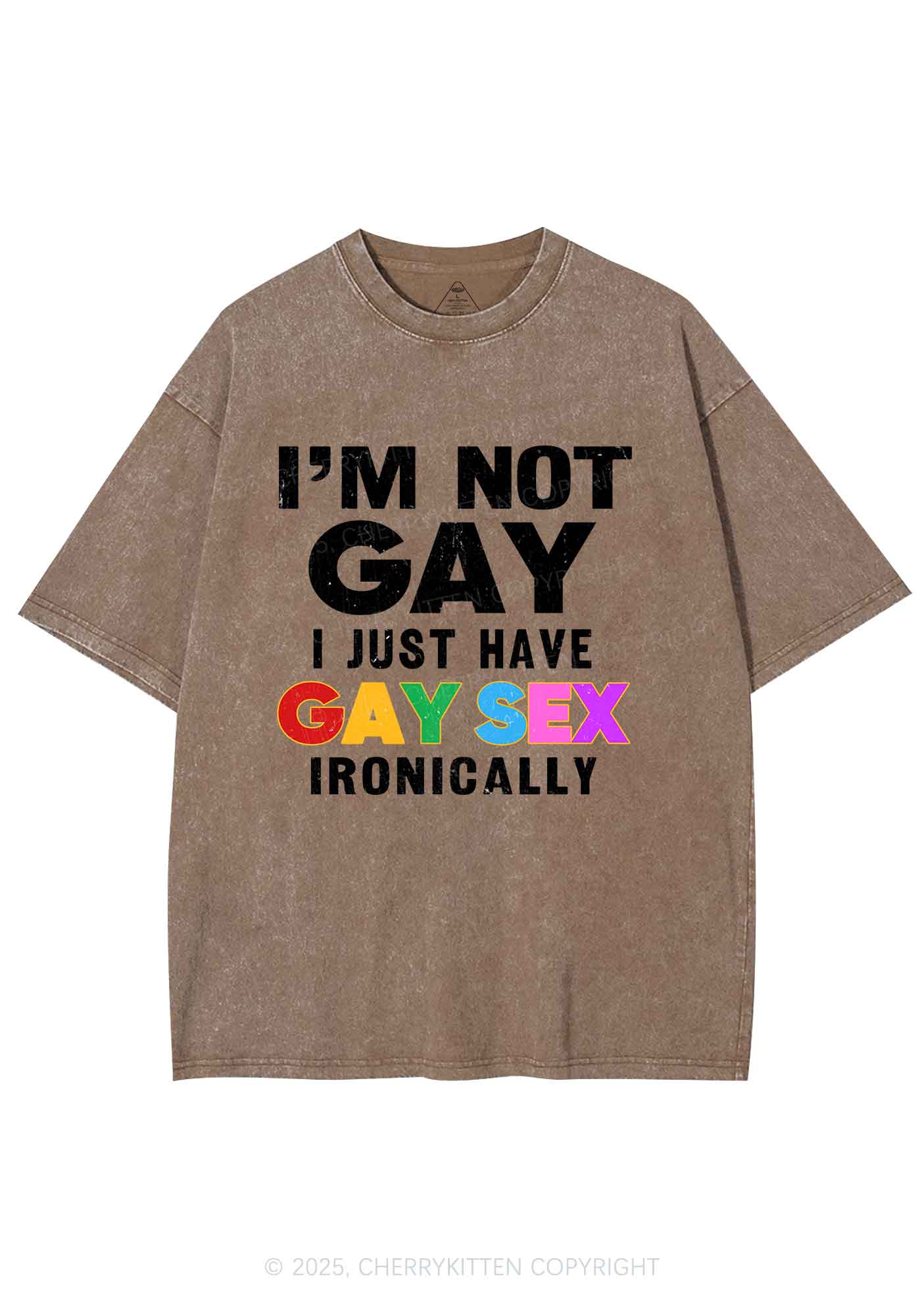 Gay Sx Ironically Pride Y2K Shirts Washed Tee Cherrykitten - Image 7