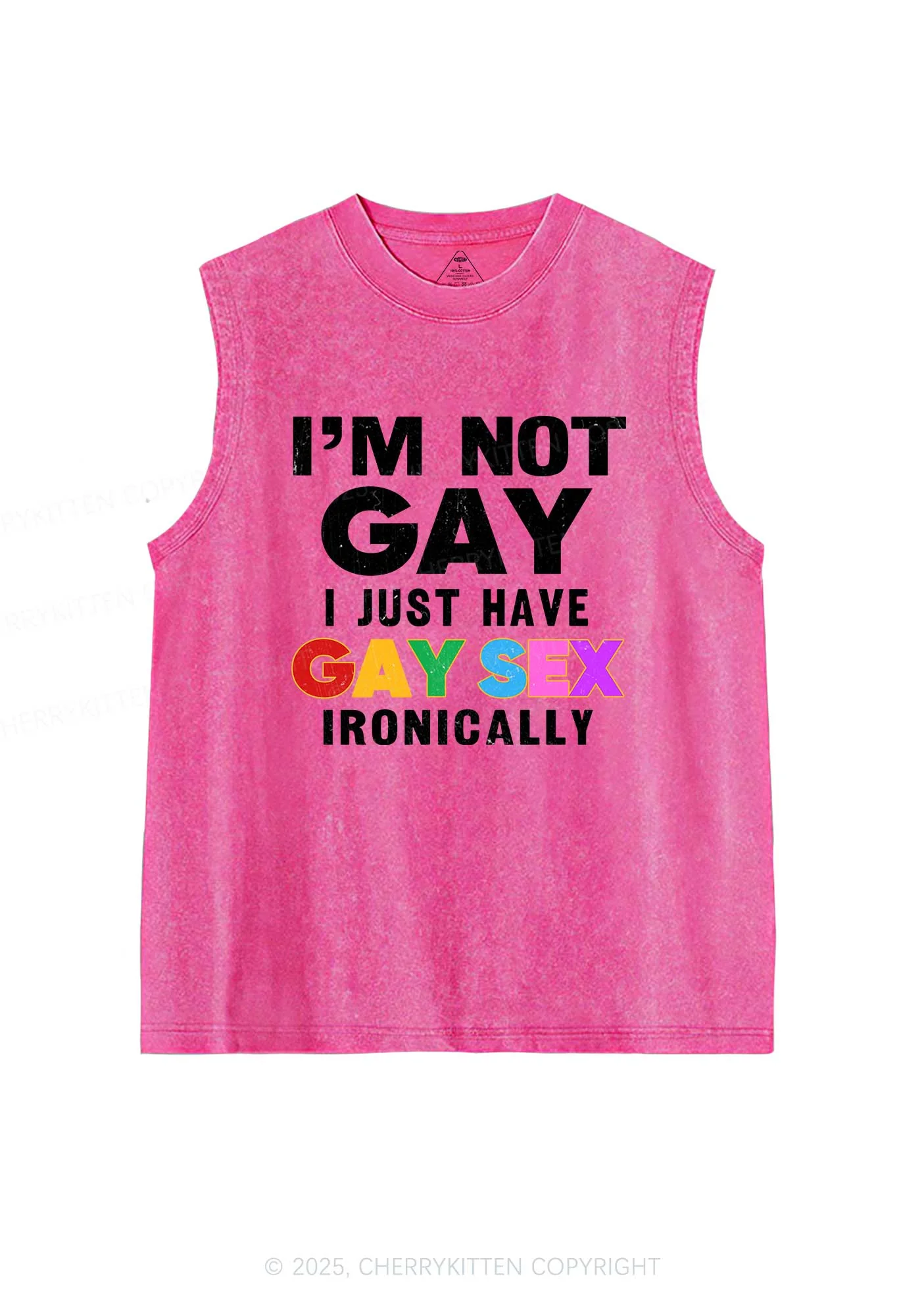 Gay Sx Ironically Pride Y2K Washed Muscle Tank Cherrykitten - Image 3