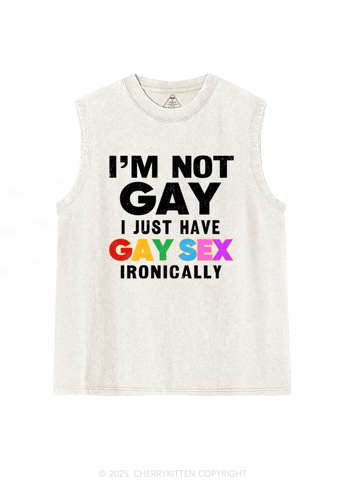 Gay Sx Ironically Pride Y2K Washed Muscle Tank Cherrykitten - Image 4