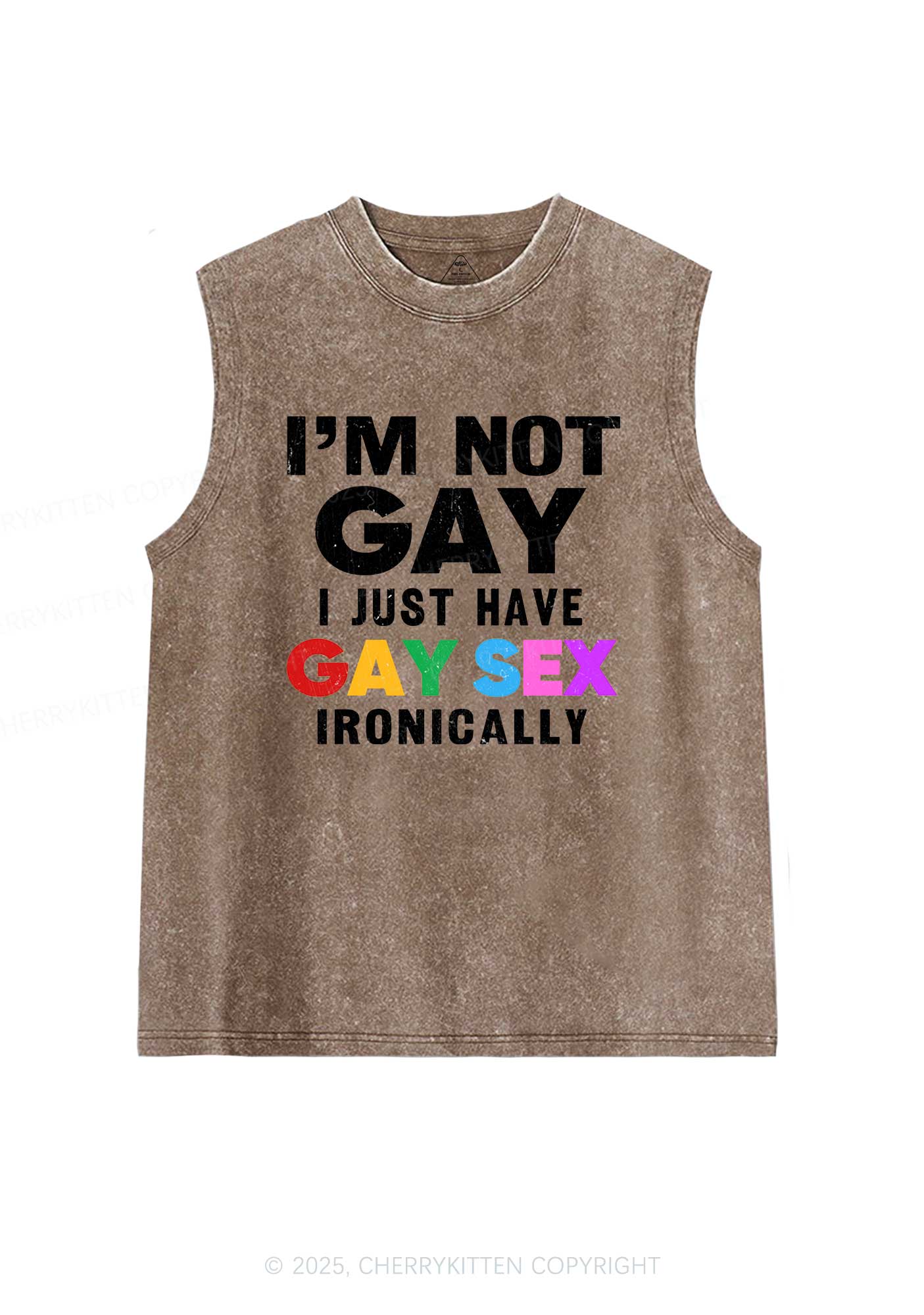 Gay Sx Ironically Pride Y2K Washed Muscle Tank Cherrykitten - Image 5
