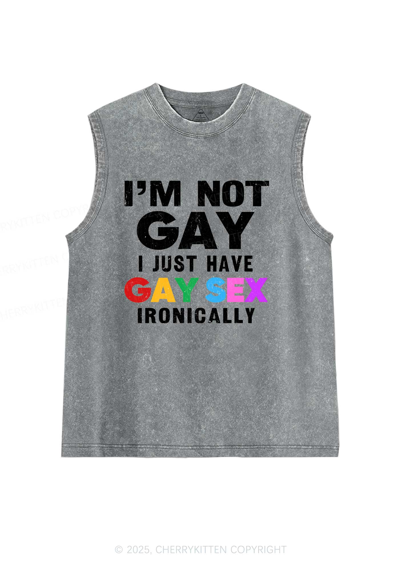 Gay Sx Ironically Pride Y2K Washed Muscle Tank Cherrykitten - Image 6