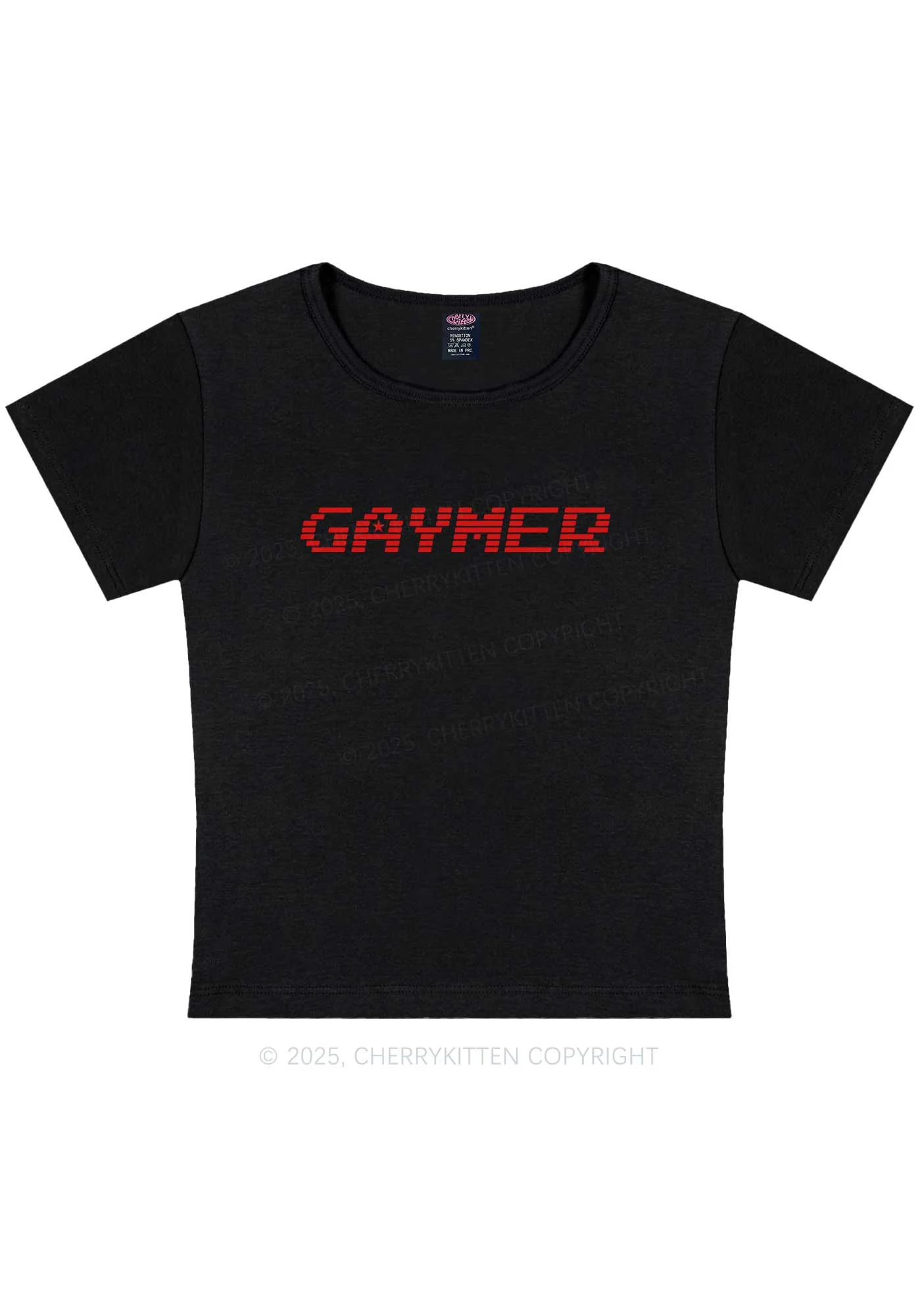 Gaymer Pride Y2K Baby Tee Cherrykitten - Image 3