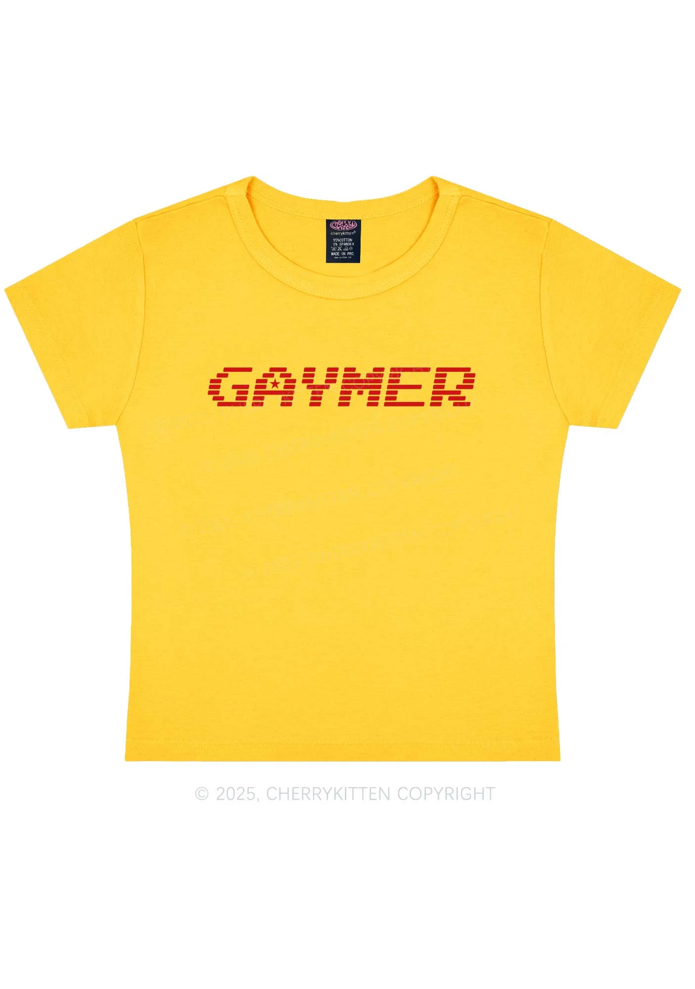 Gaymer Pride Y2K Baby Tee Cherrykitten - Image 4