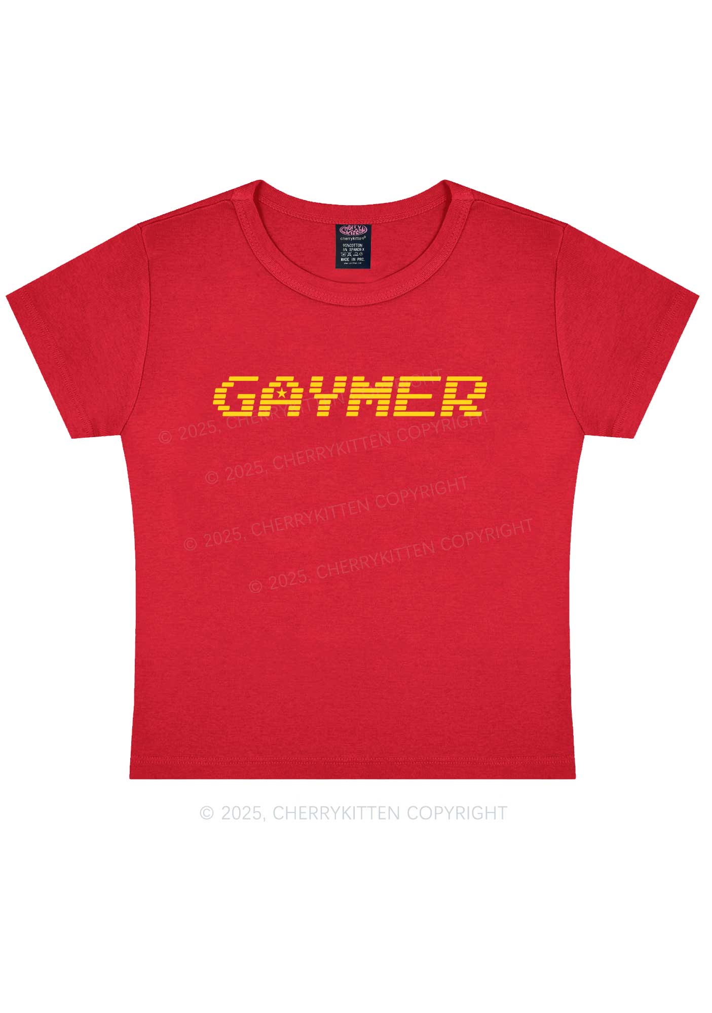 Gaymer Pride Y2K Baby Tee Cherrykitten - Image 5