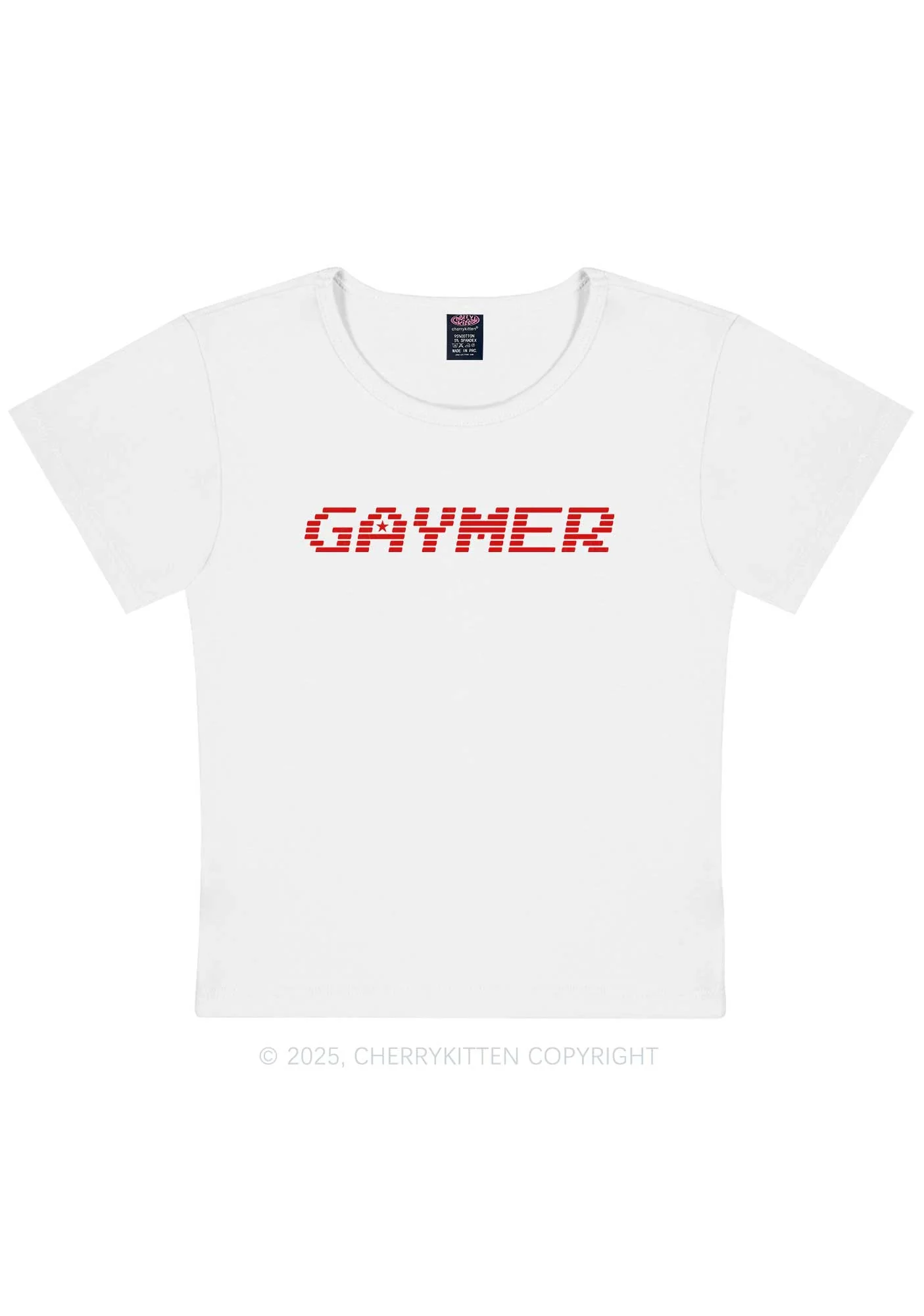 Gaymer Pride Y2K Baby Tee Cherrykitten - Image 6