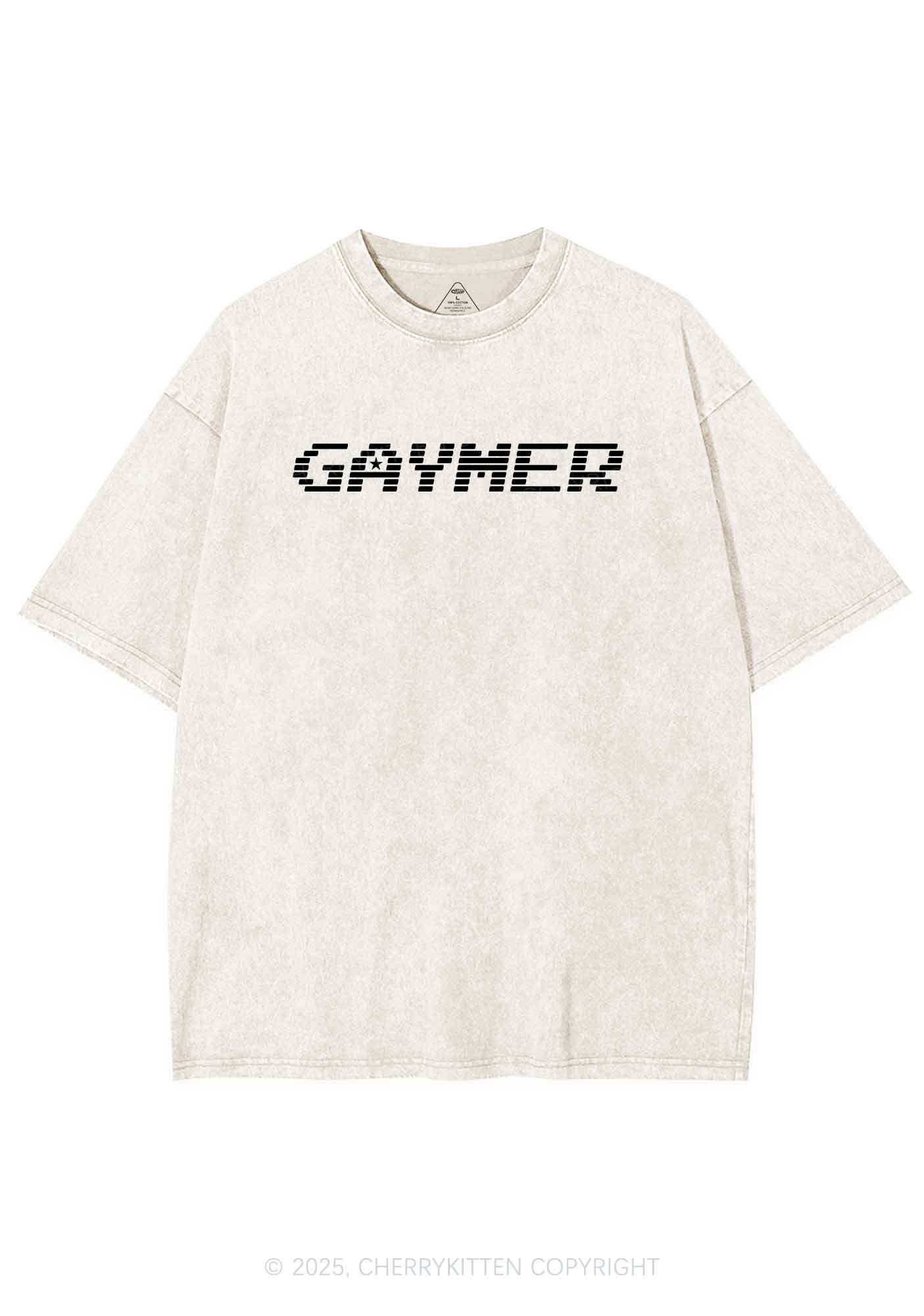 Gaymer Pride Y2K Shirts Washed Tee Cherrykitten - Image 6