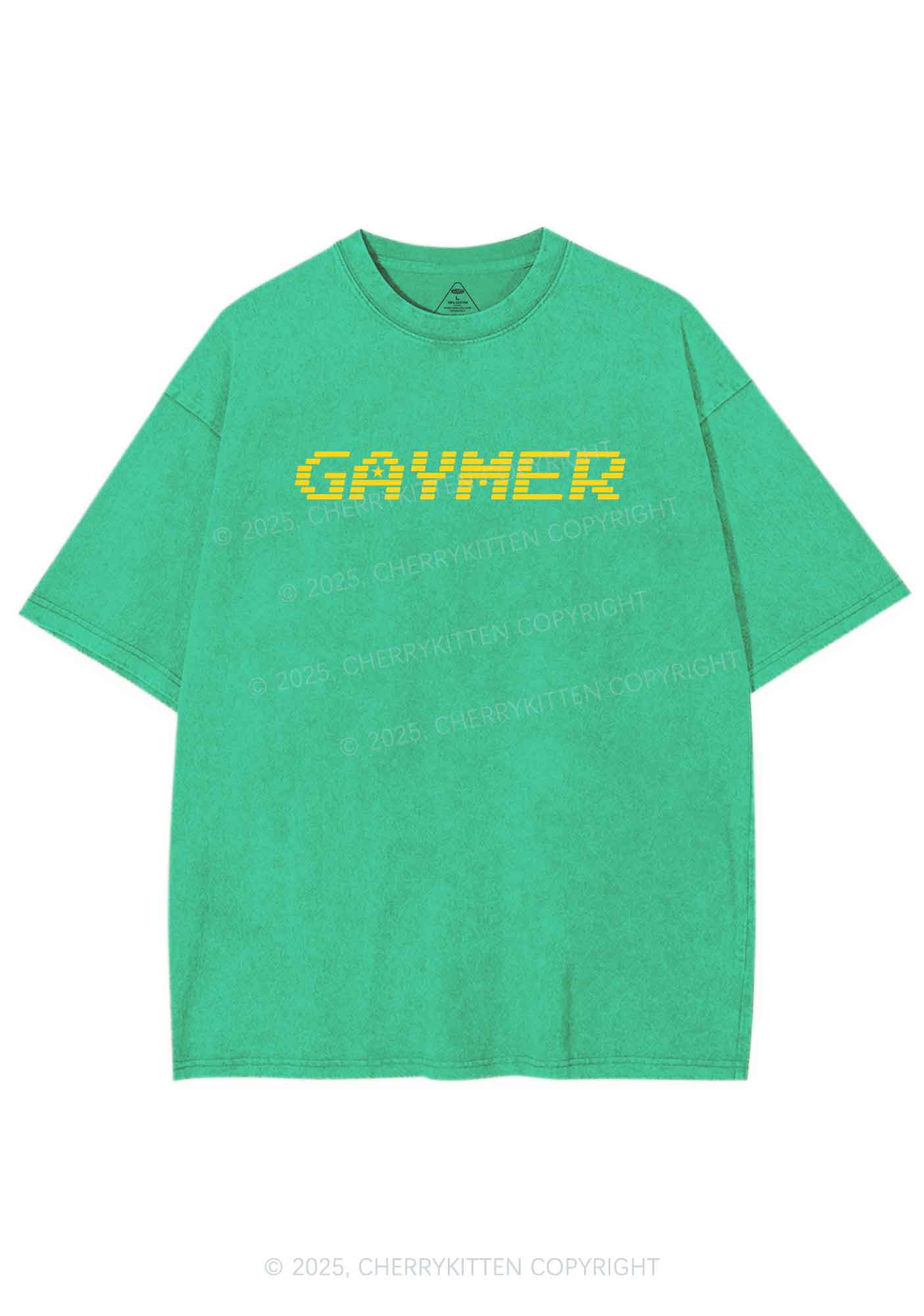 Gaymer Pride Y2K Shirts Washed Tee Cherrykitten - Image 7