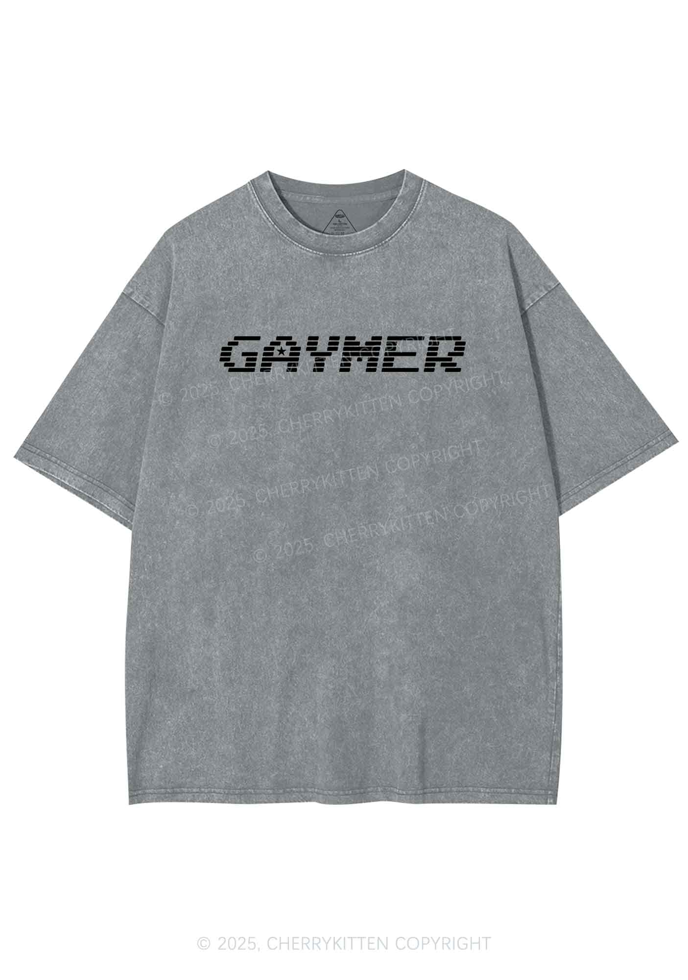 Gaymer Pride Y2K Shirts Washed Tee Cherrykitten - Image 8