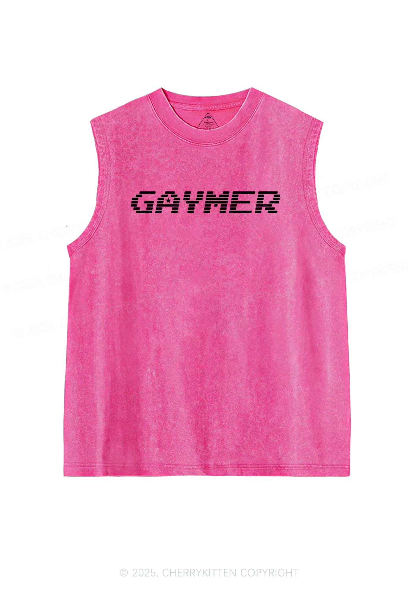 Gaymer Pride Y2K Washed Muscle Tank Cherrykitten - Image 4