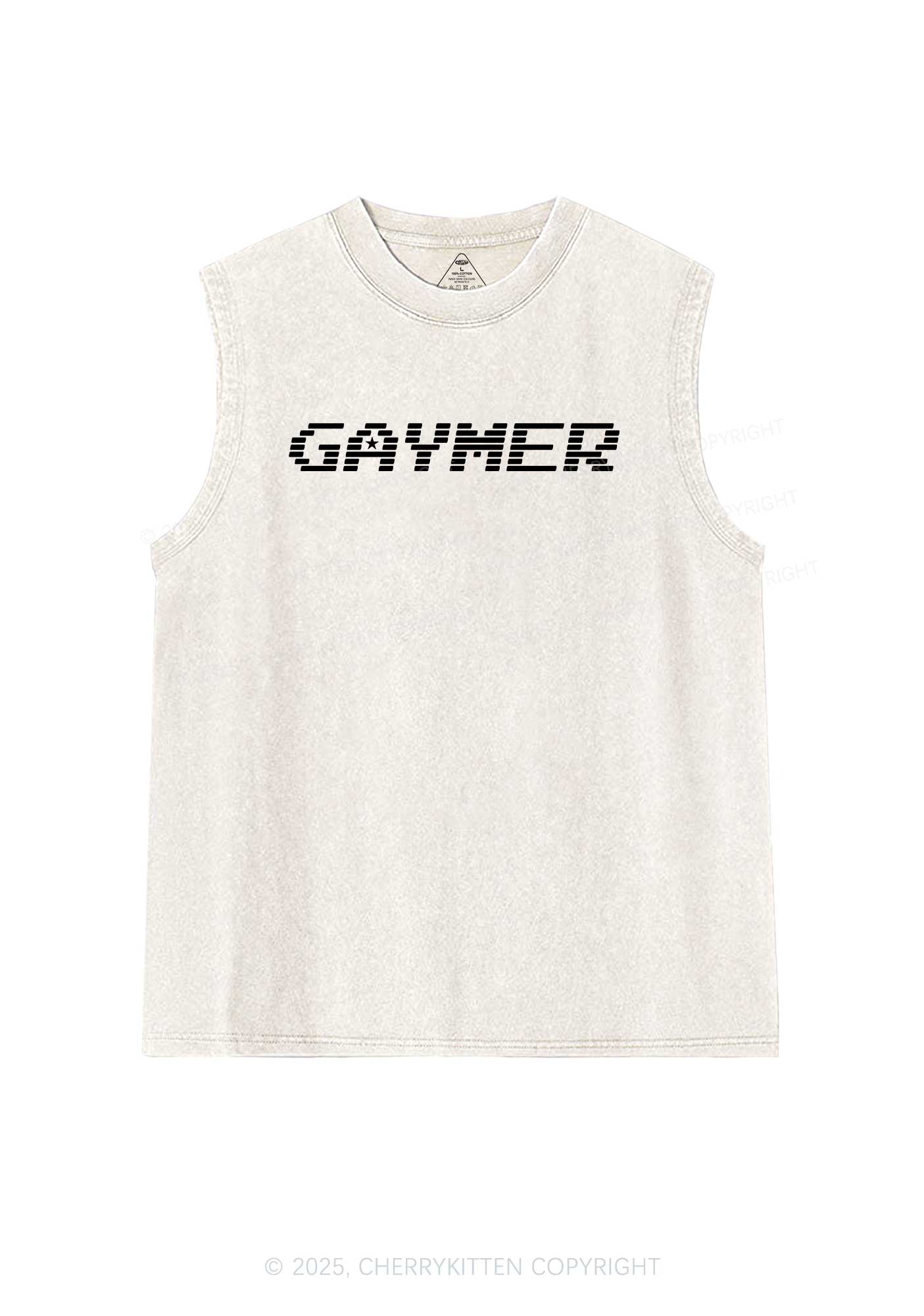 Gaymer Pride Y2K Washed Muscle Tank Cherrykitten - Image 5