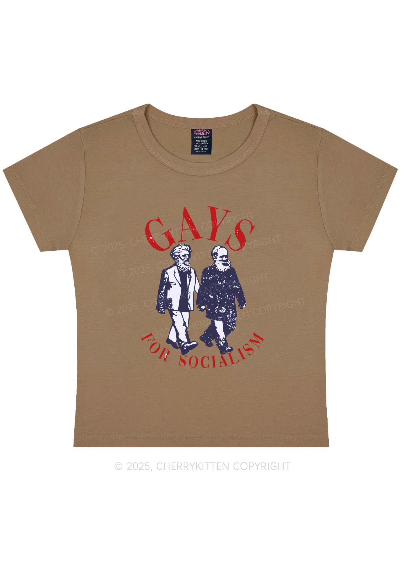 Gays For Socialism Pride Y2K Baby Tee Cherrykitten - Image 10
