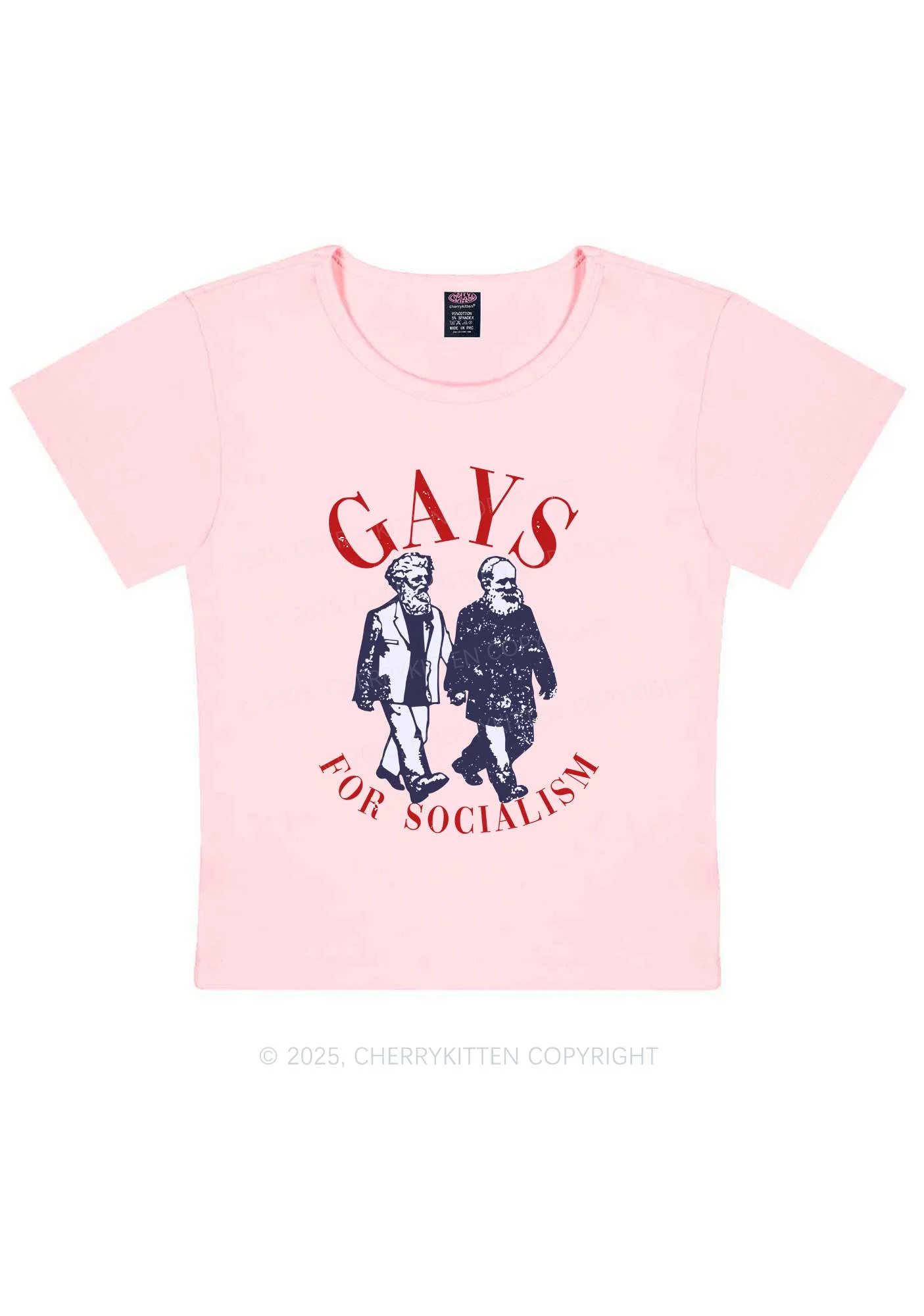 Gays For Socialism Pride Y2K Baby Tee Cherrykitten - Image 11