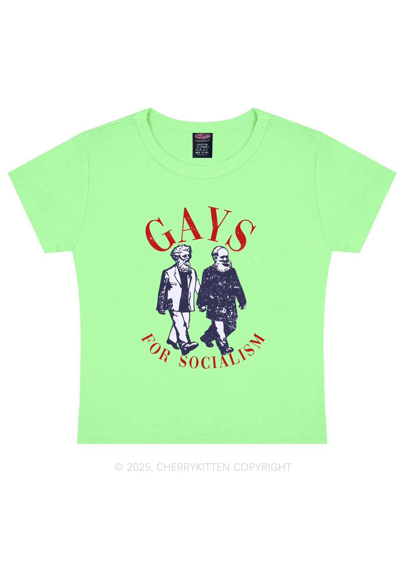 Gays For Socialism Pride Y2K Baby Tee Cherrykitten - Image 12